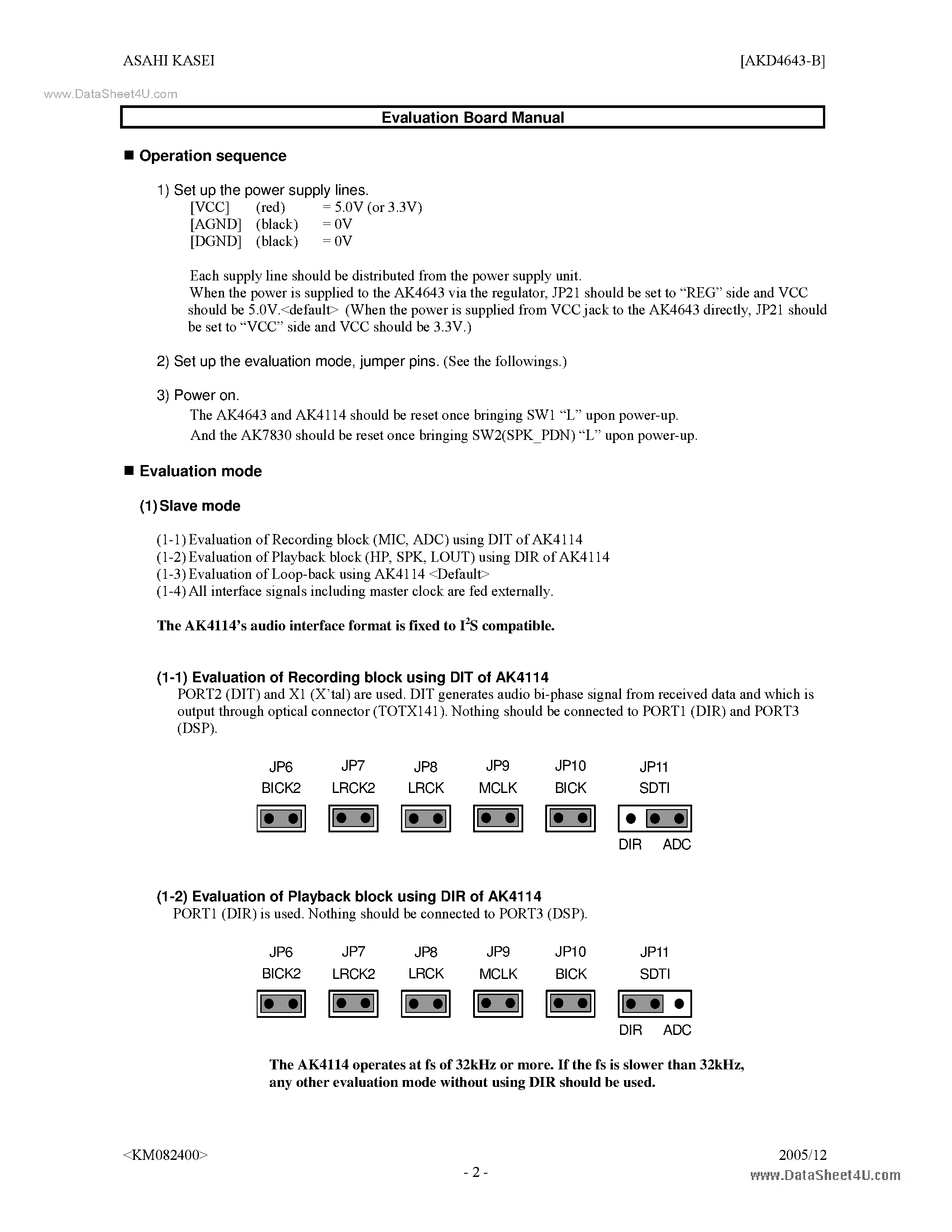 Datasheet AKD4643-B page 2 Datasheet AKD4643-B - Stereo CODEC page 2