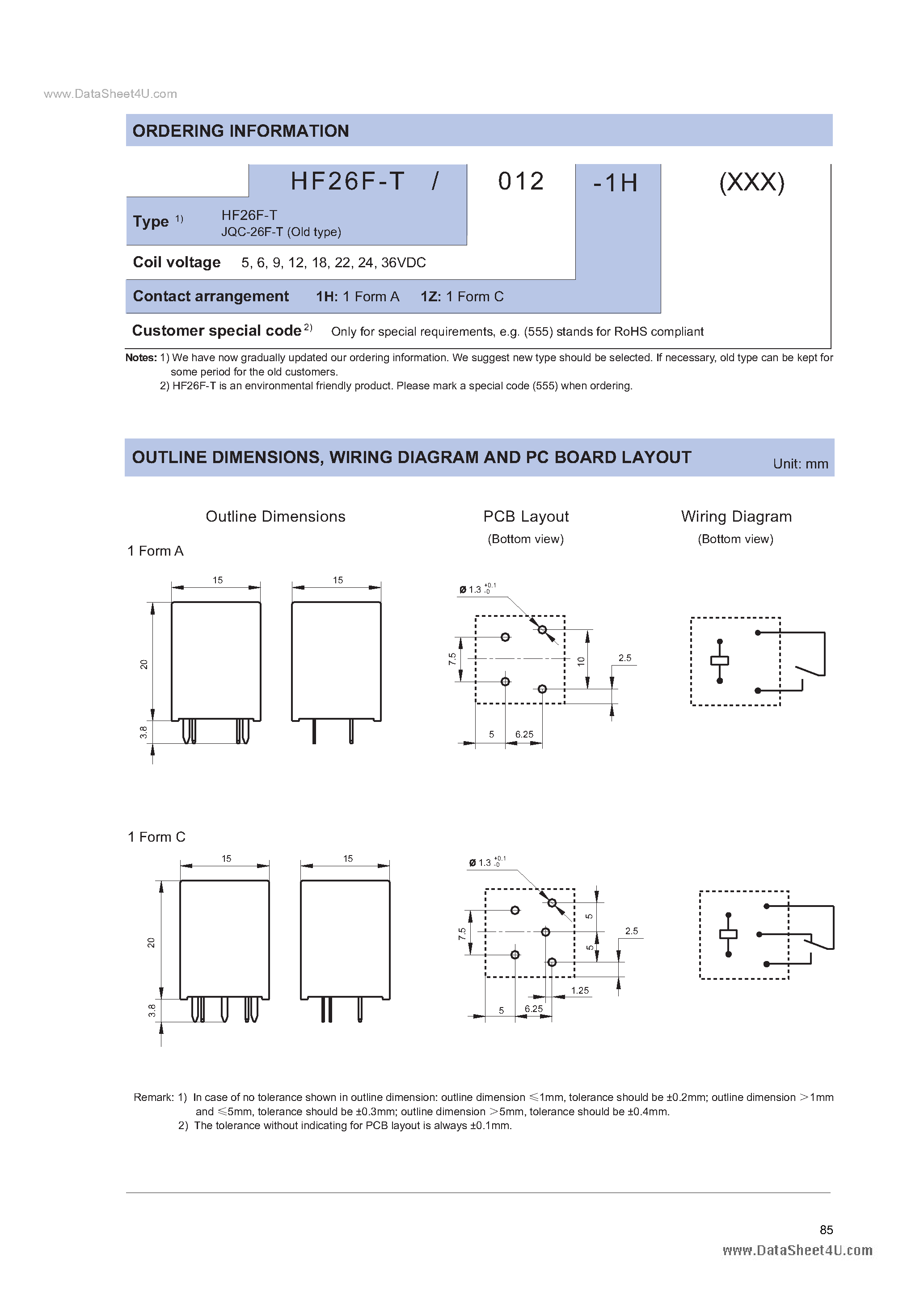 Datasheet HF26F-T - SUBMINIATURE HIGH POWER RELAY page 2