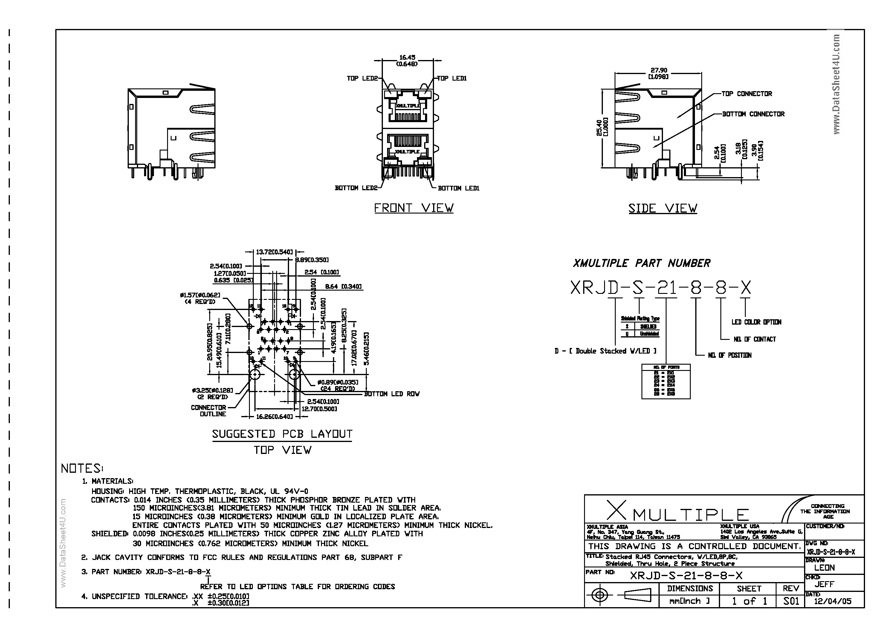 Даташит XRJD-S-21-8-8-x - Jack страница 1