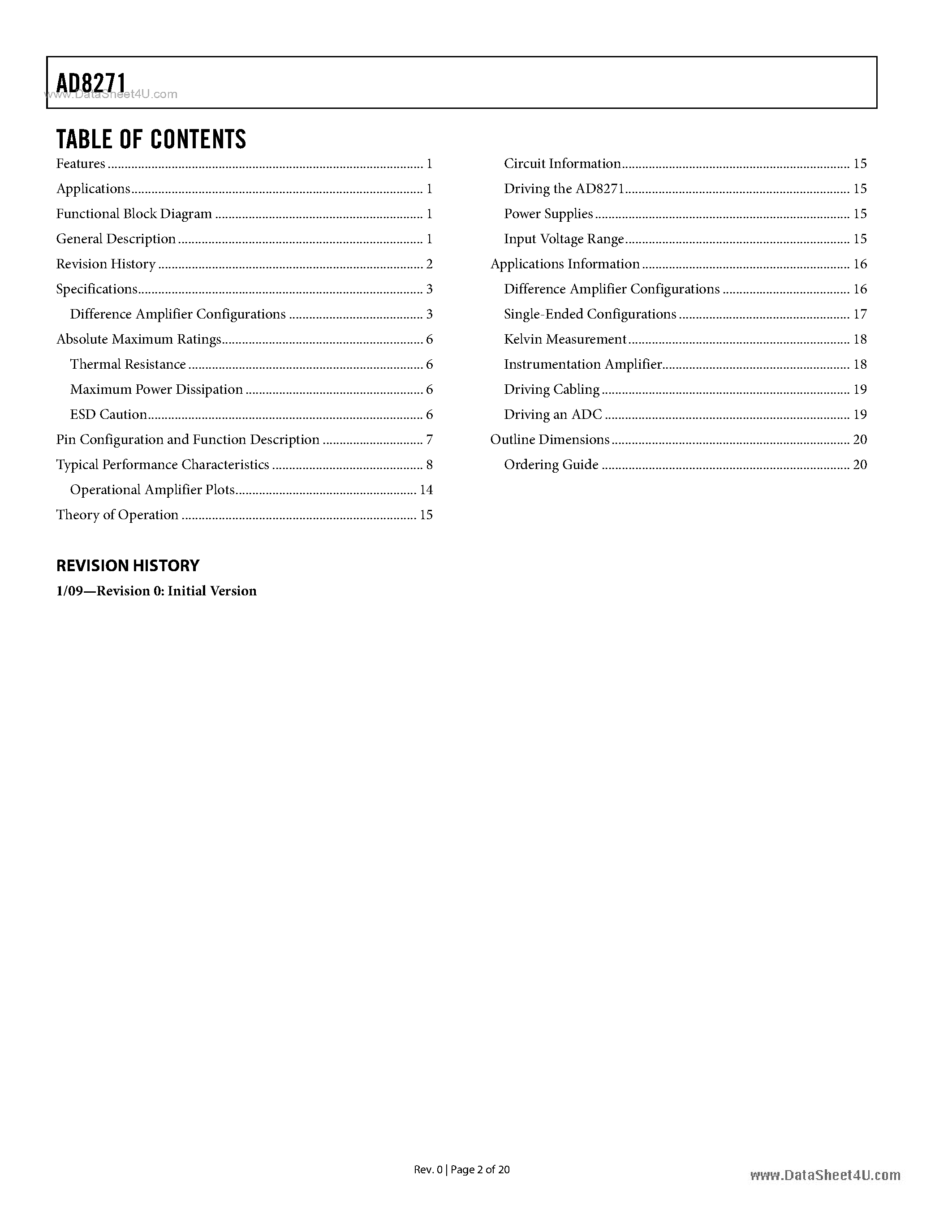 Datasheet AD8271 - Programmable Gain Precision Difference Amplifier page 2