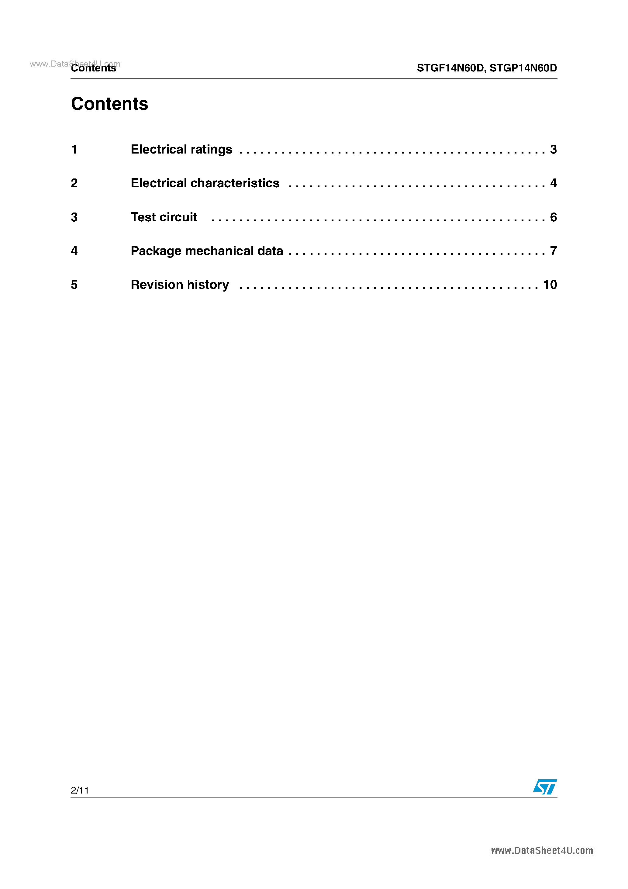 Даташит STGF14N60D - 14 A - 600 V - Short Circuit Rugged IGBT страница 2
