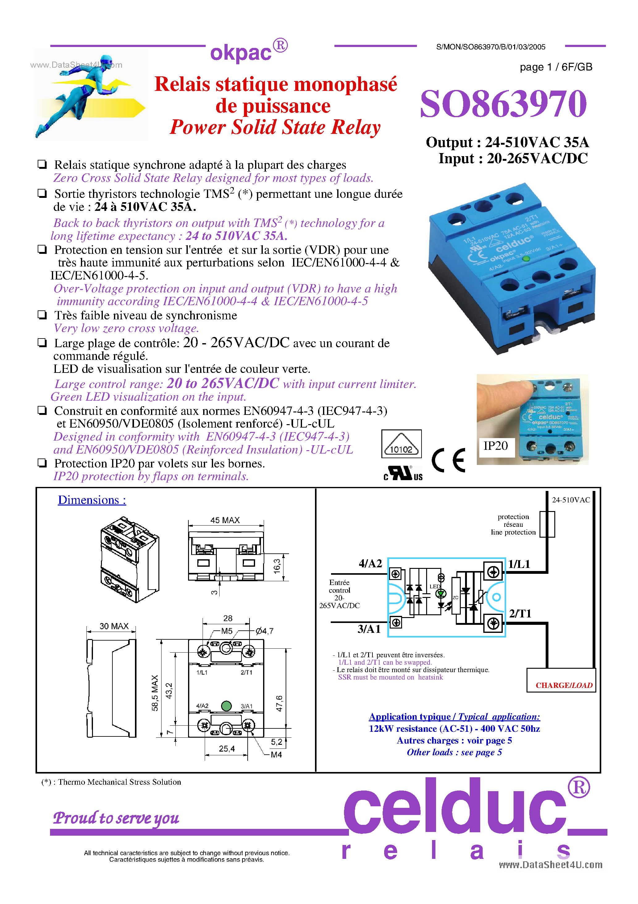 Datasheet SO863970 page 1 Datasheet SO863970 - Power Solid State Relay page 1