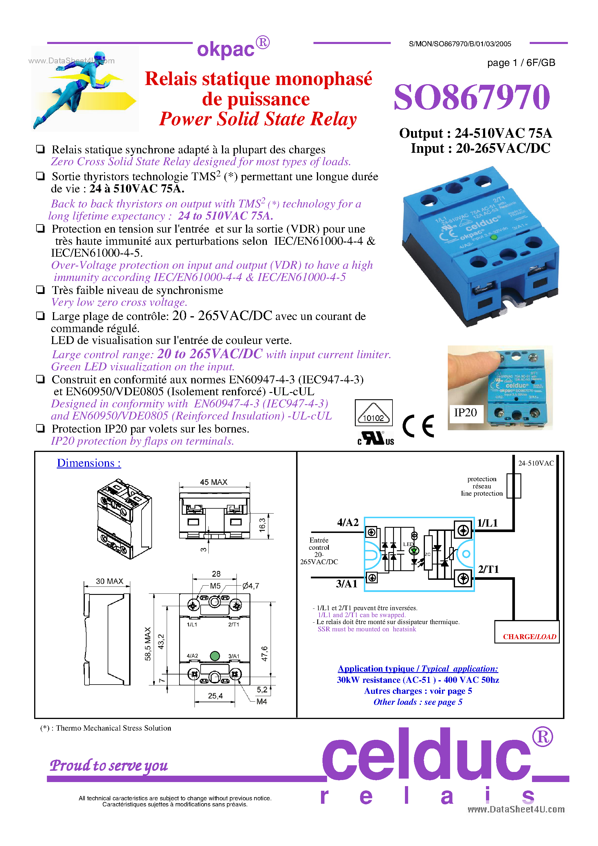 Datasheet SO867970 page 1 Datasheet SO867970 - Power Solid State Relay page 1