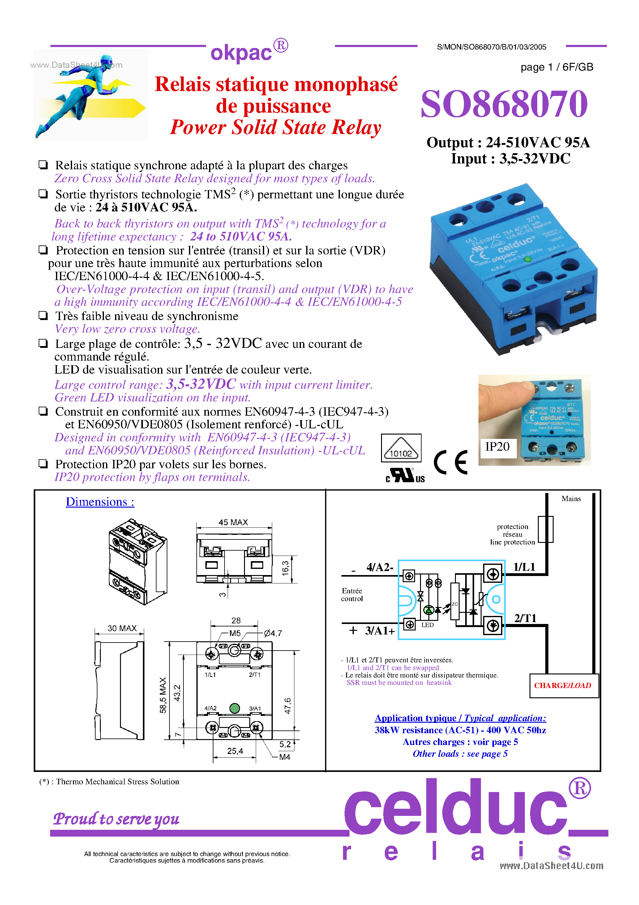 Datasheet SO868070 - Power Solid State Relay page 1