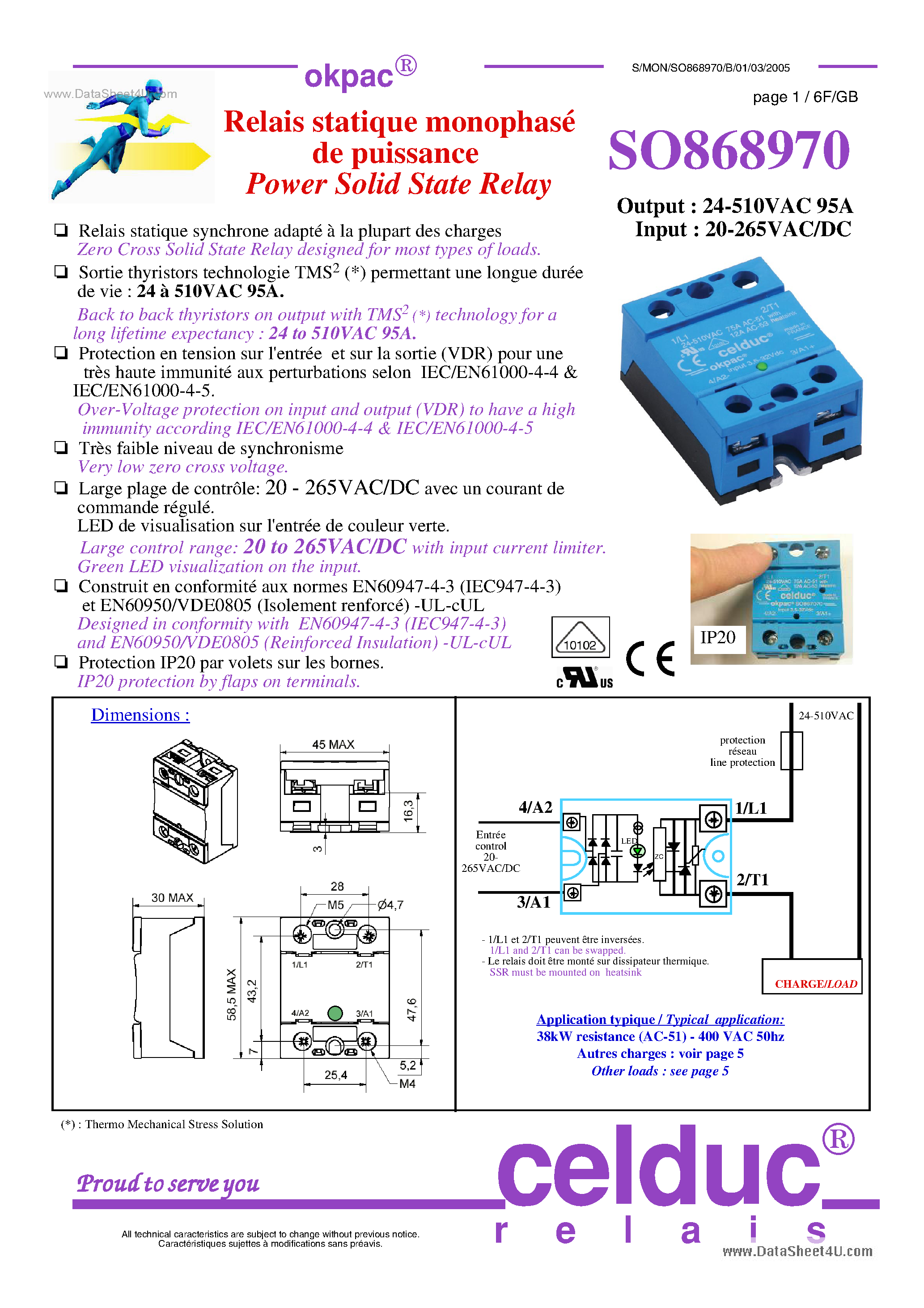 Datasheet SO868970 page 1 Datasheet SO868970 - Power Solid State Relay page 1