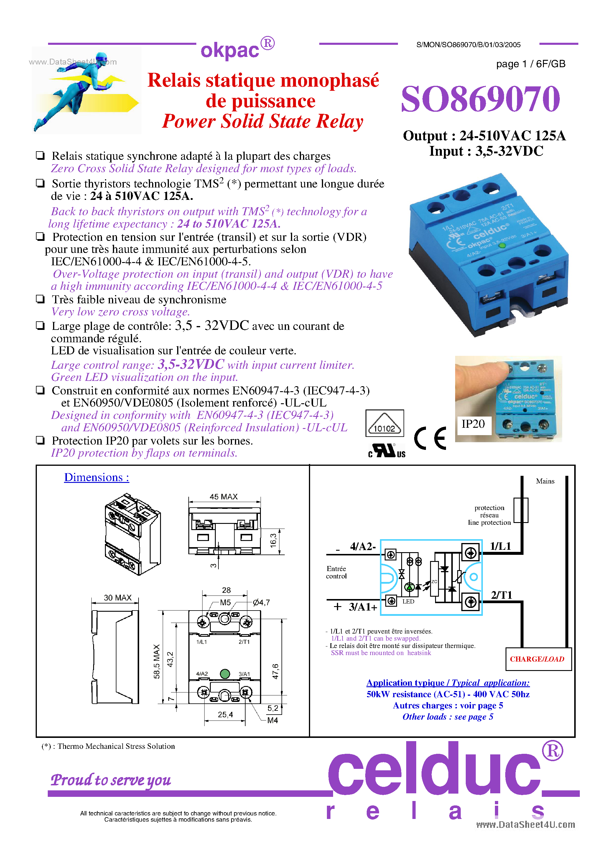Datasheet SO869070 page 1 Datasheet SO869070 - Power Solid State Relay page 1