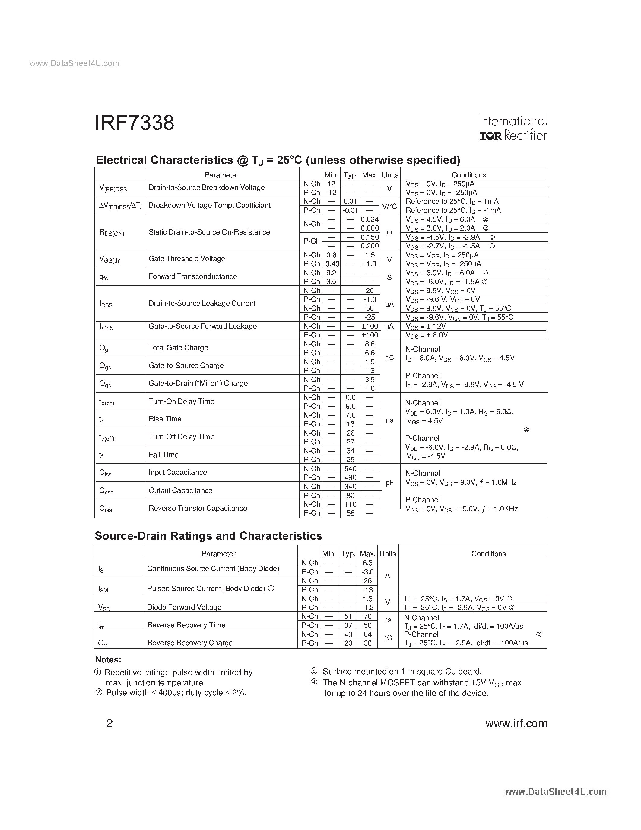 Datasheet F7338 - Search -----> IRF7338 page 2