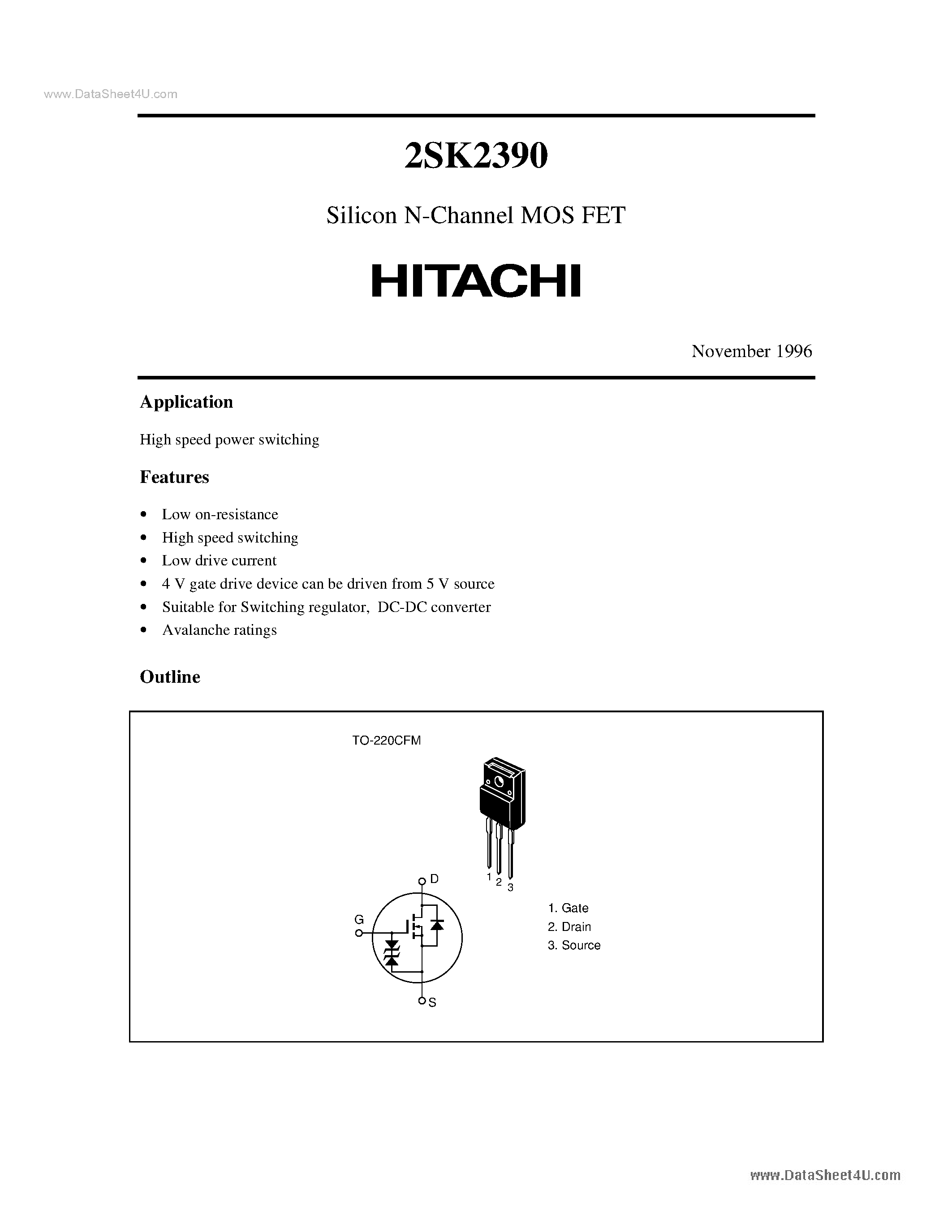 Datasheet 2SK2390 - Silicon N-Channel MOS FET page 1