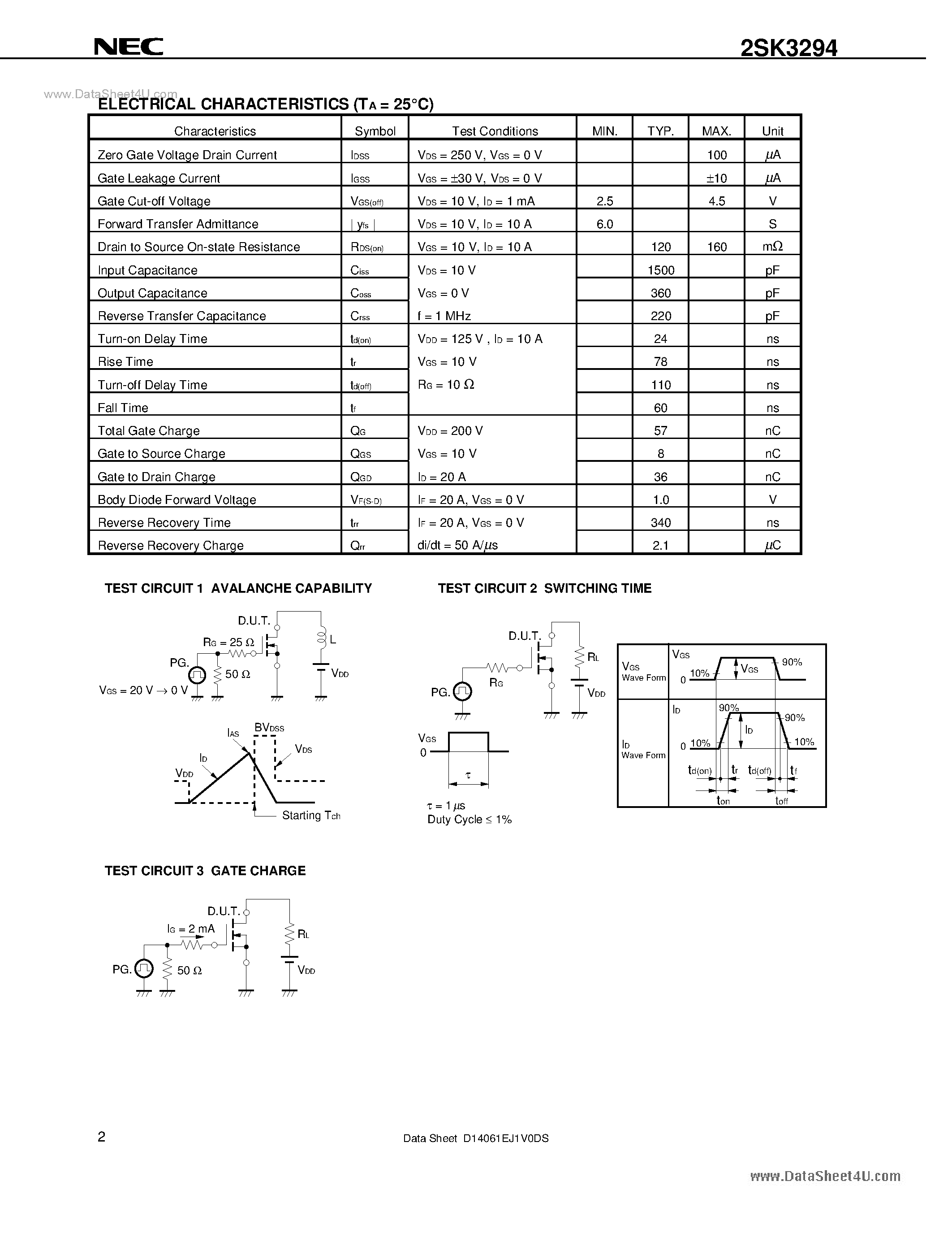 Datasheet 2SK3294 - SWITCHING N-CHANNEL POWER MOSFET page 2