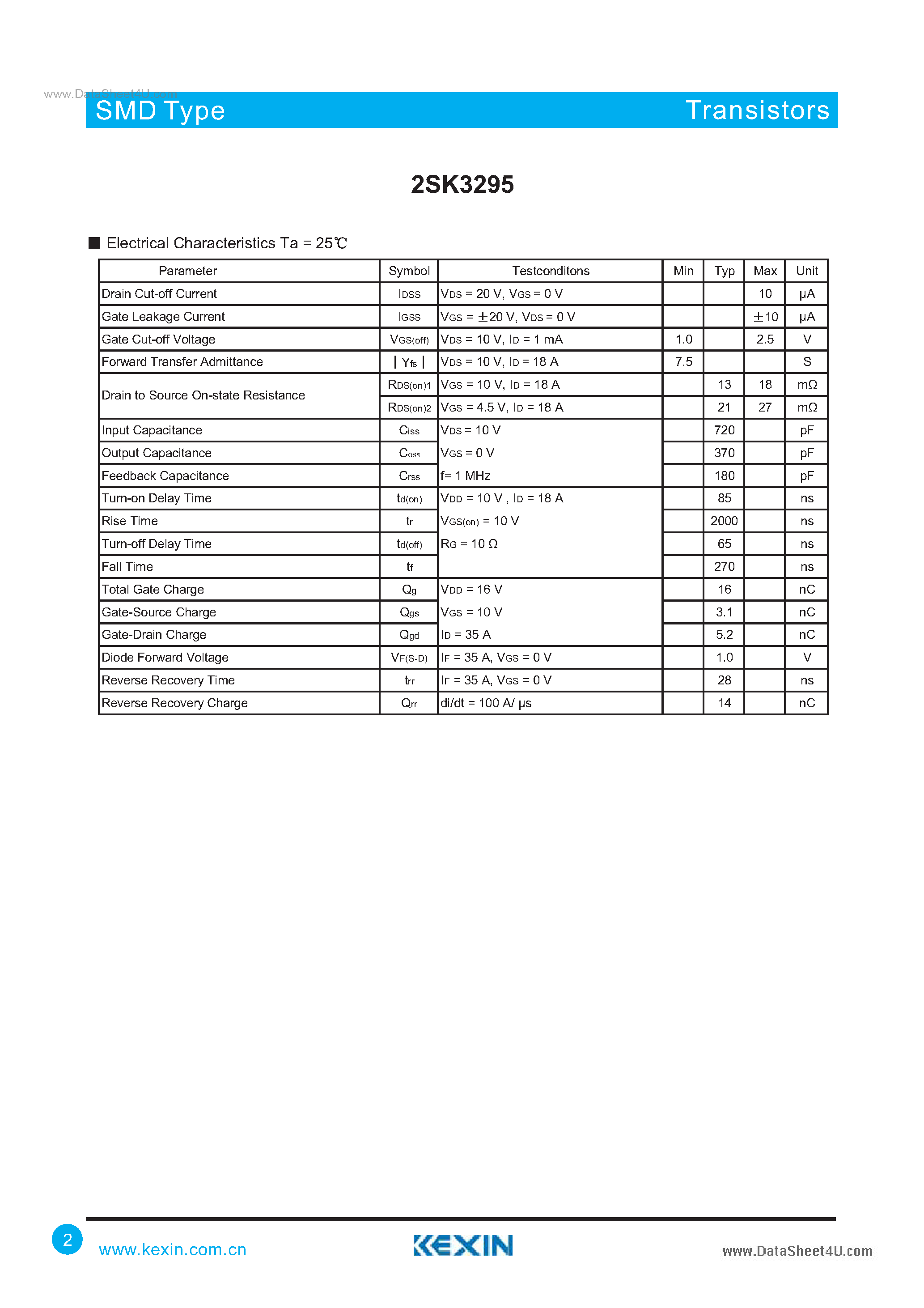 Даташит 2SK3295 - MOS Field Effect Transistor страница 2