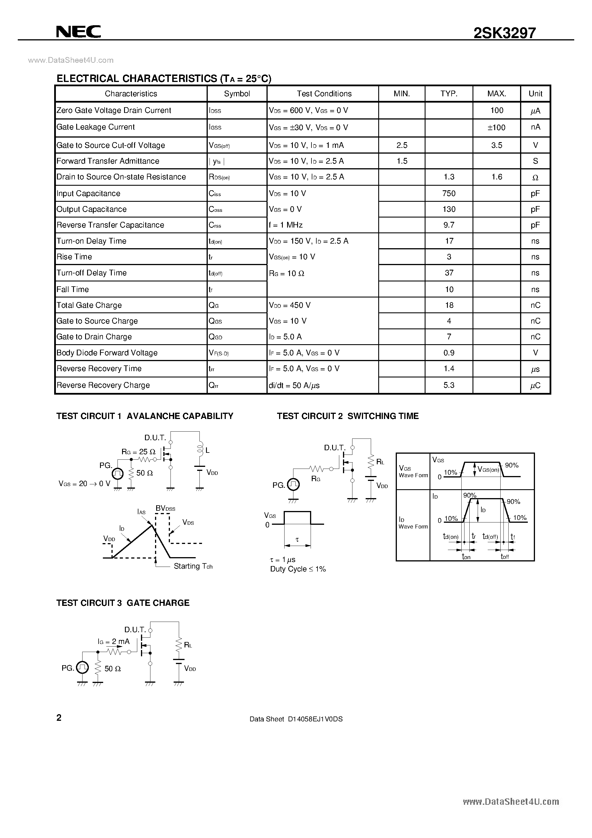 Даташит 2SK3297 - MOS FIELD EFFECT TRANSISTOR страница 2