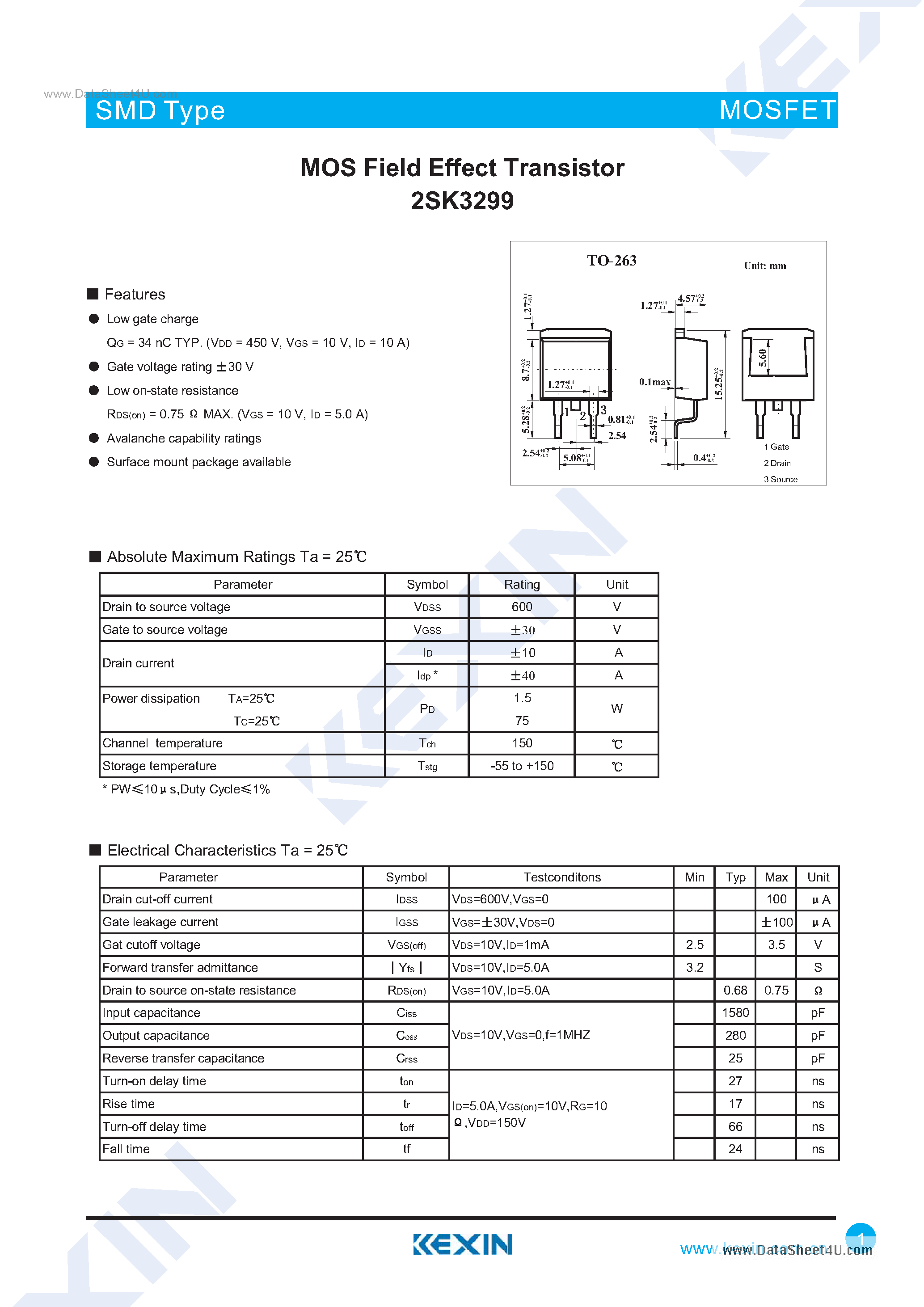 Даташит 2SK3299 - MOS Field Effect Transistor страница 1