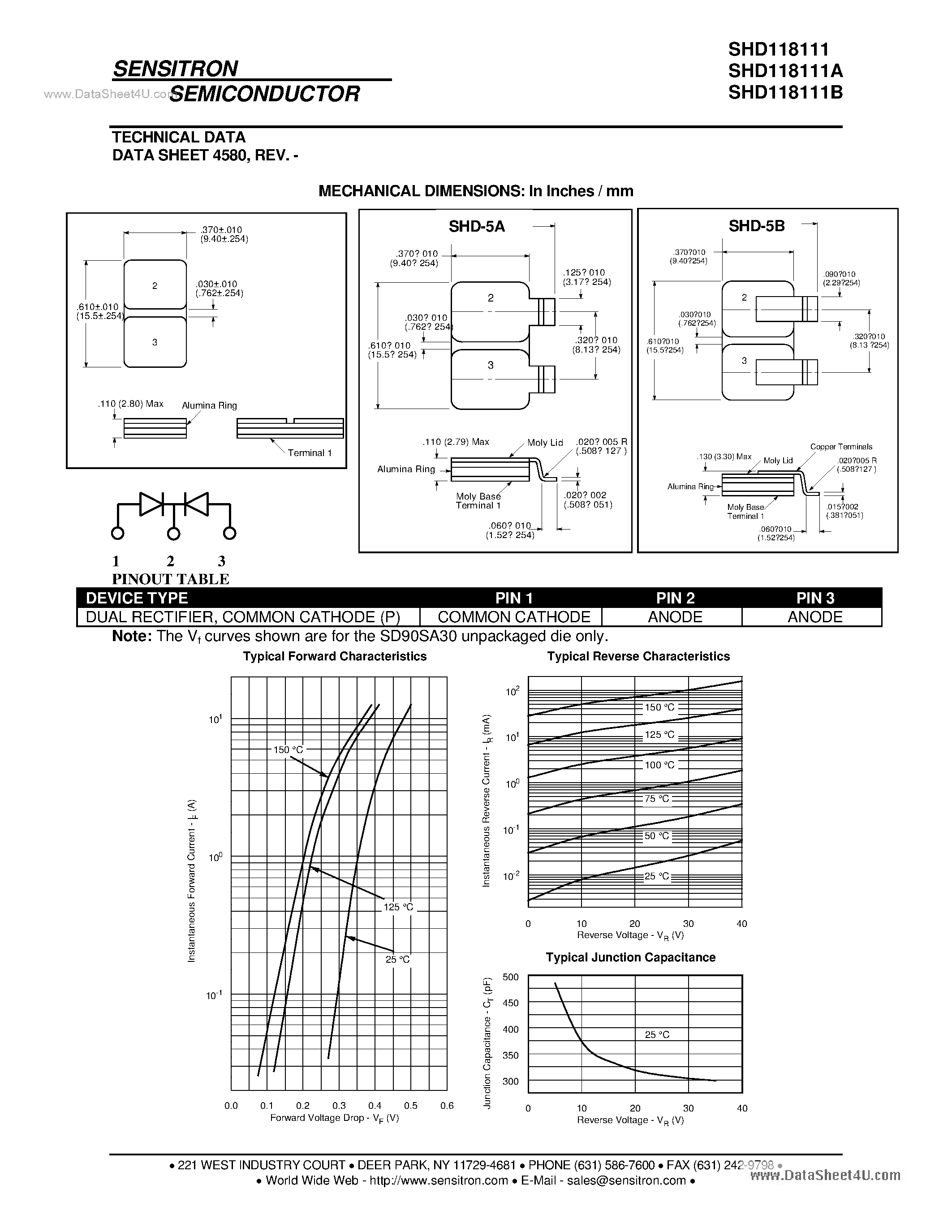 Datasheet SHD118111 page 2 Datasheet SHD118111 - HERMETIC SCHOTTKY RECTIFIER page 2