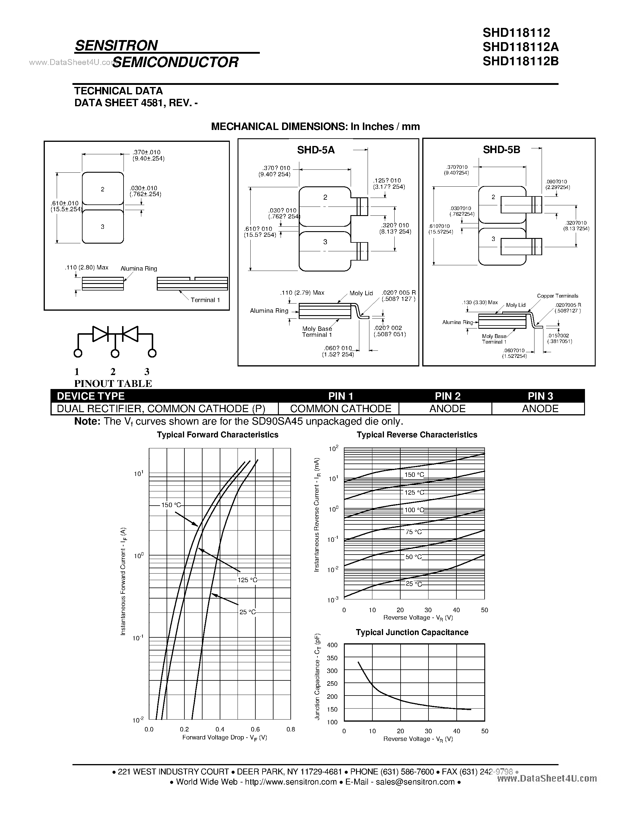 Datasheet SHD118112 page 2 Datasheet SHD118112 - HERMETIC SCHOTTKY RECTIFIER page 2