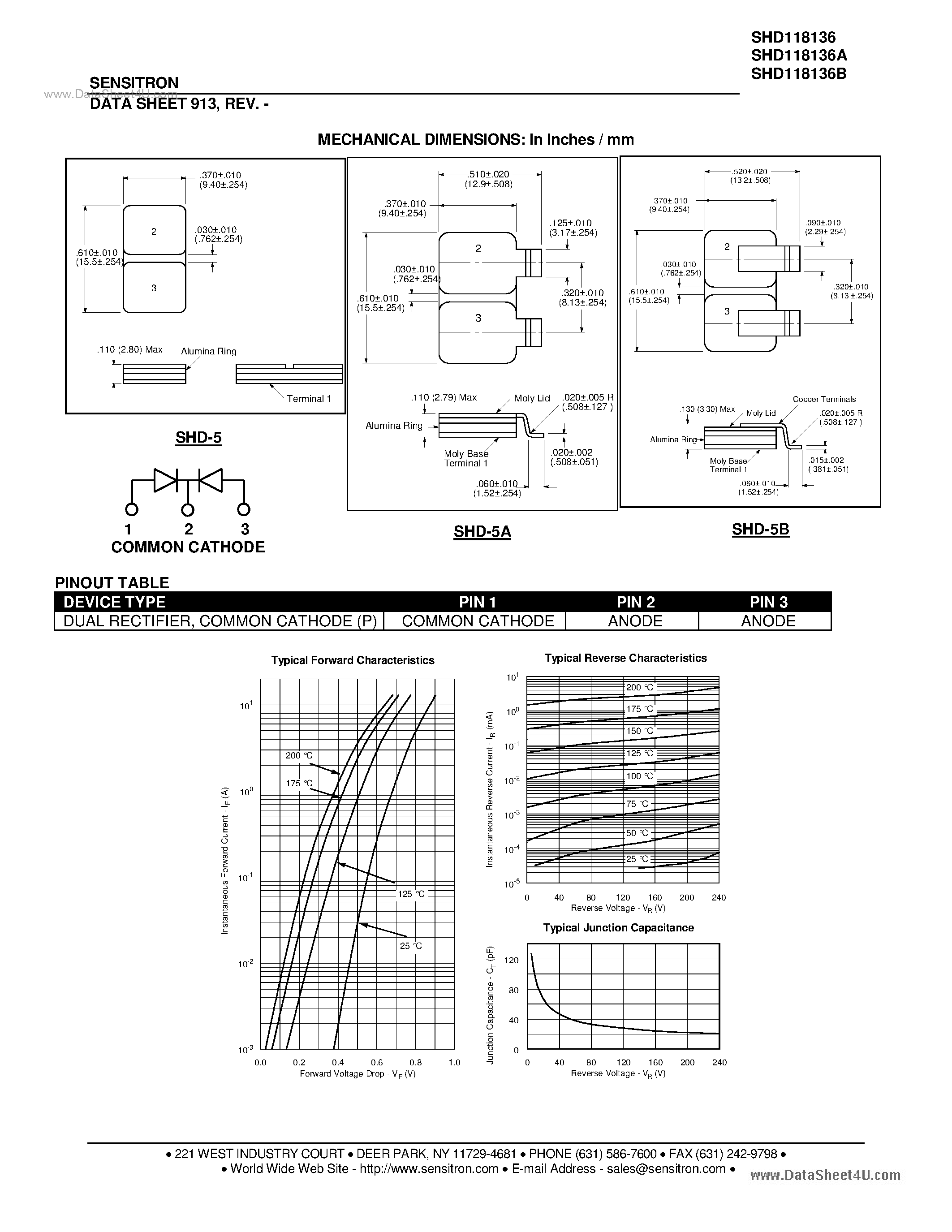 Datasheet SHD118136 page 2 Datasheet SHD118136 - HERMETIC SCHOTTKY RECTIFIER page 2
