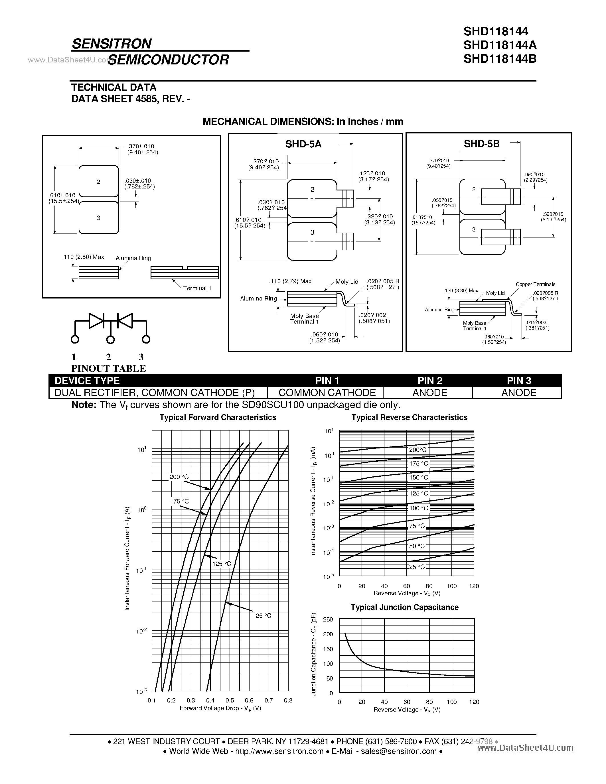 Datasheet SHD118144 - HERMETIC SCHOTTKY RECTIFIER page 2