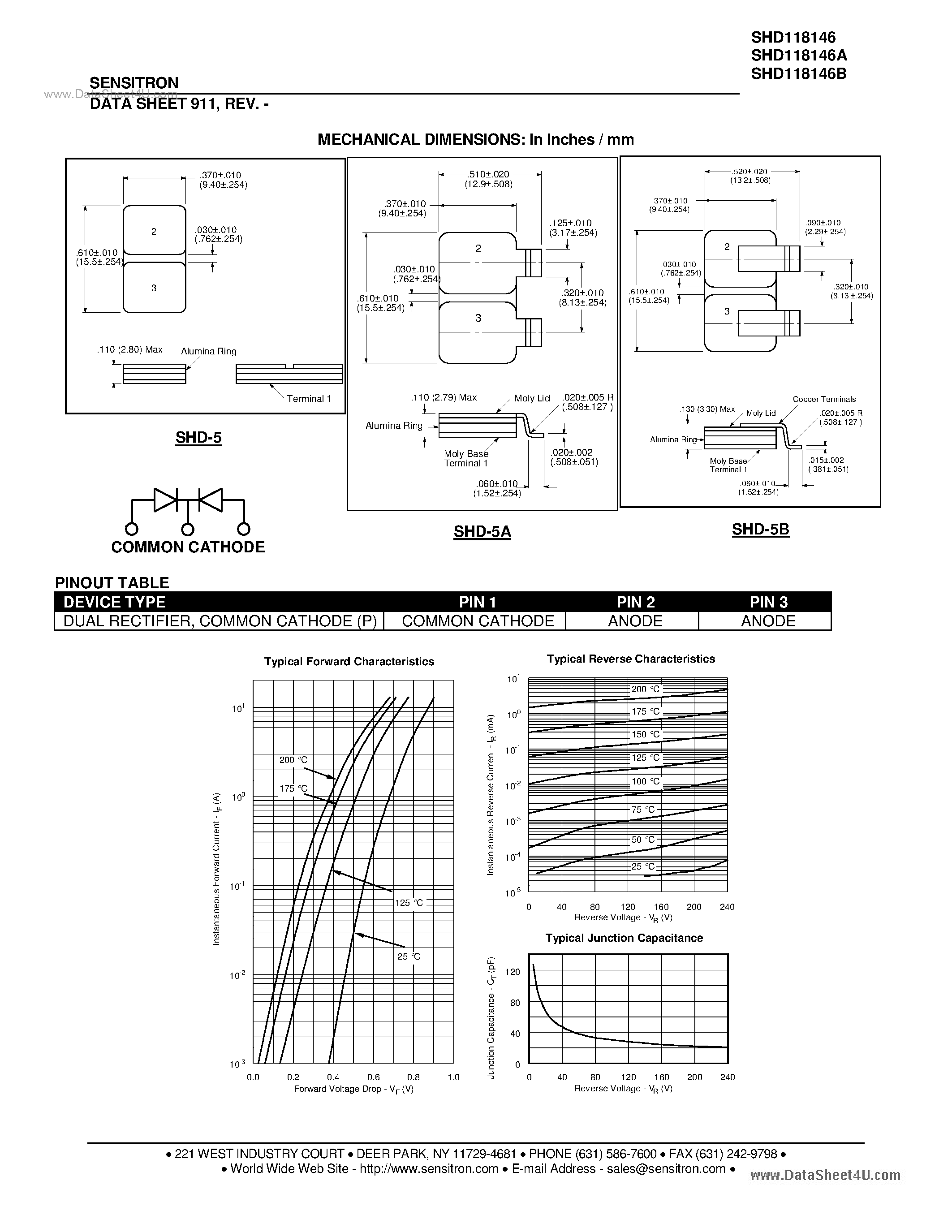 Datasheet SHD118146 page 2 Datasheet SHD118146 - HERMETIC SCHOTTKY RECTIFIER page 2
