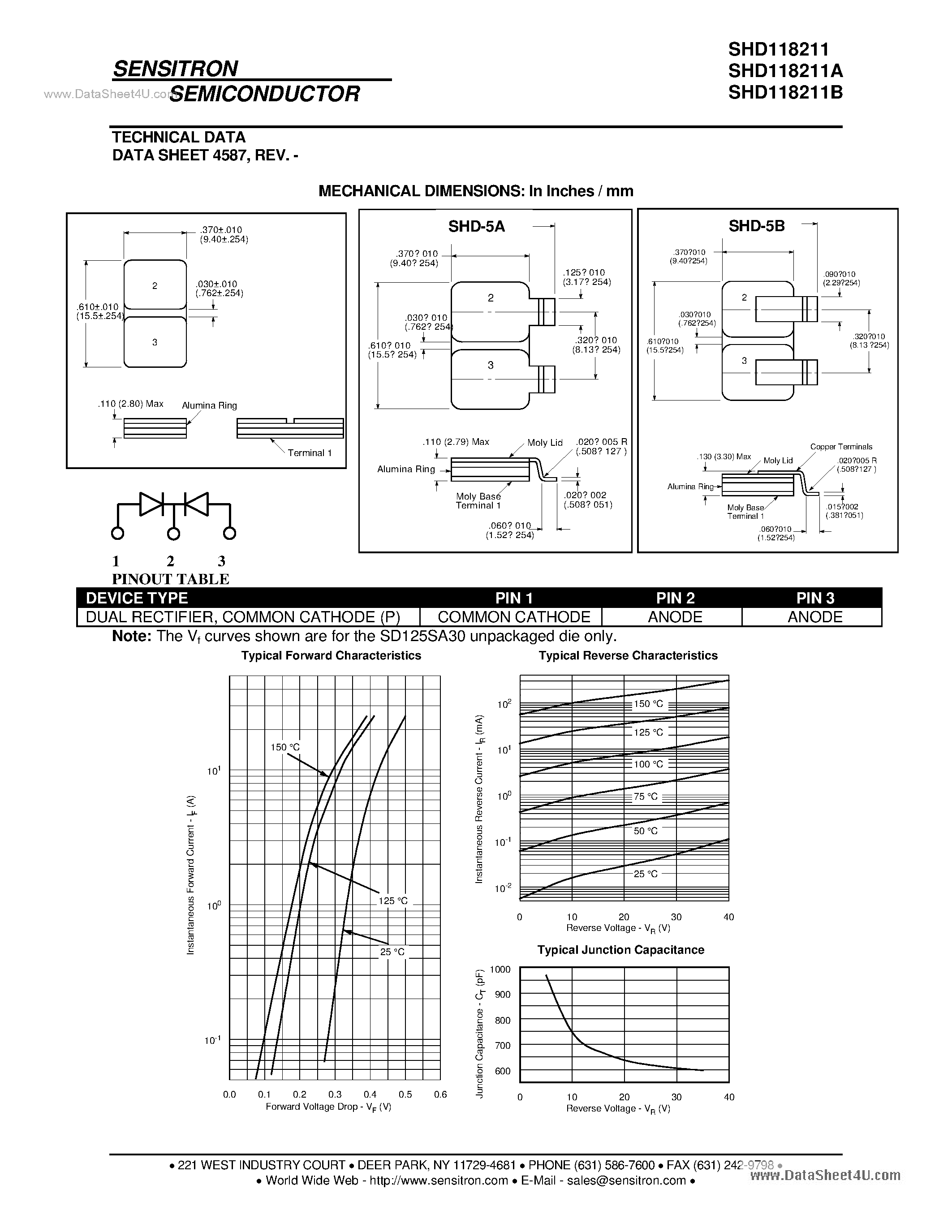 Datasheet SHD118211 page 2 Datasheet SHD118211 - HERMETIC SCHOTTKY RECTIFIER page 2