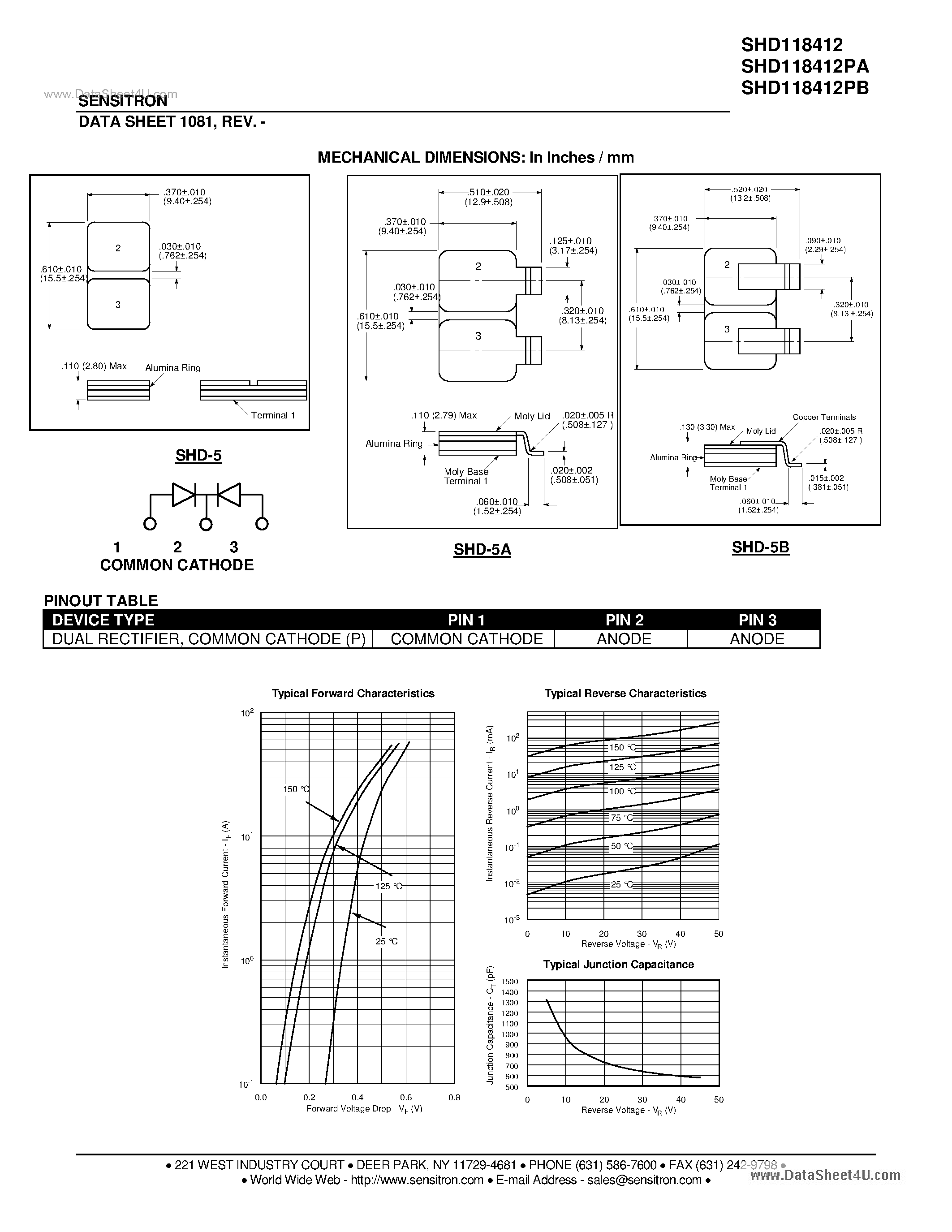 Datasheet SHD118412 page 2 Datasheet SHD118412 - HERMETIC SCHOTTKY RECTIFIER page 2