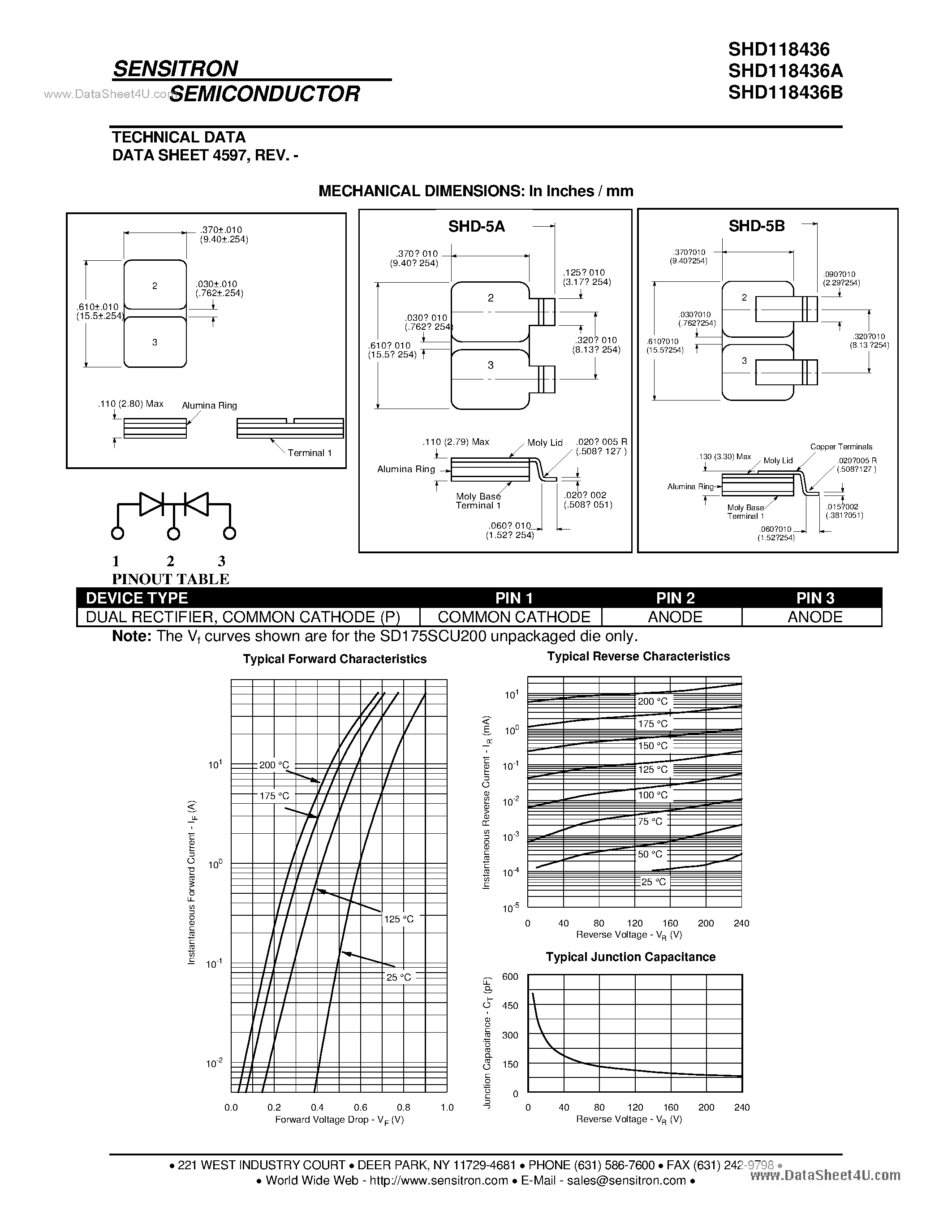Datasheet SHD118436 page 2 Datasheet SHD118436 - HERMETIC SCHOTTKY RECTIFIER page 2