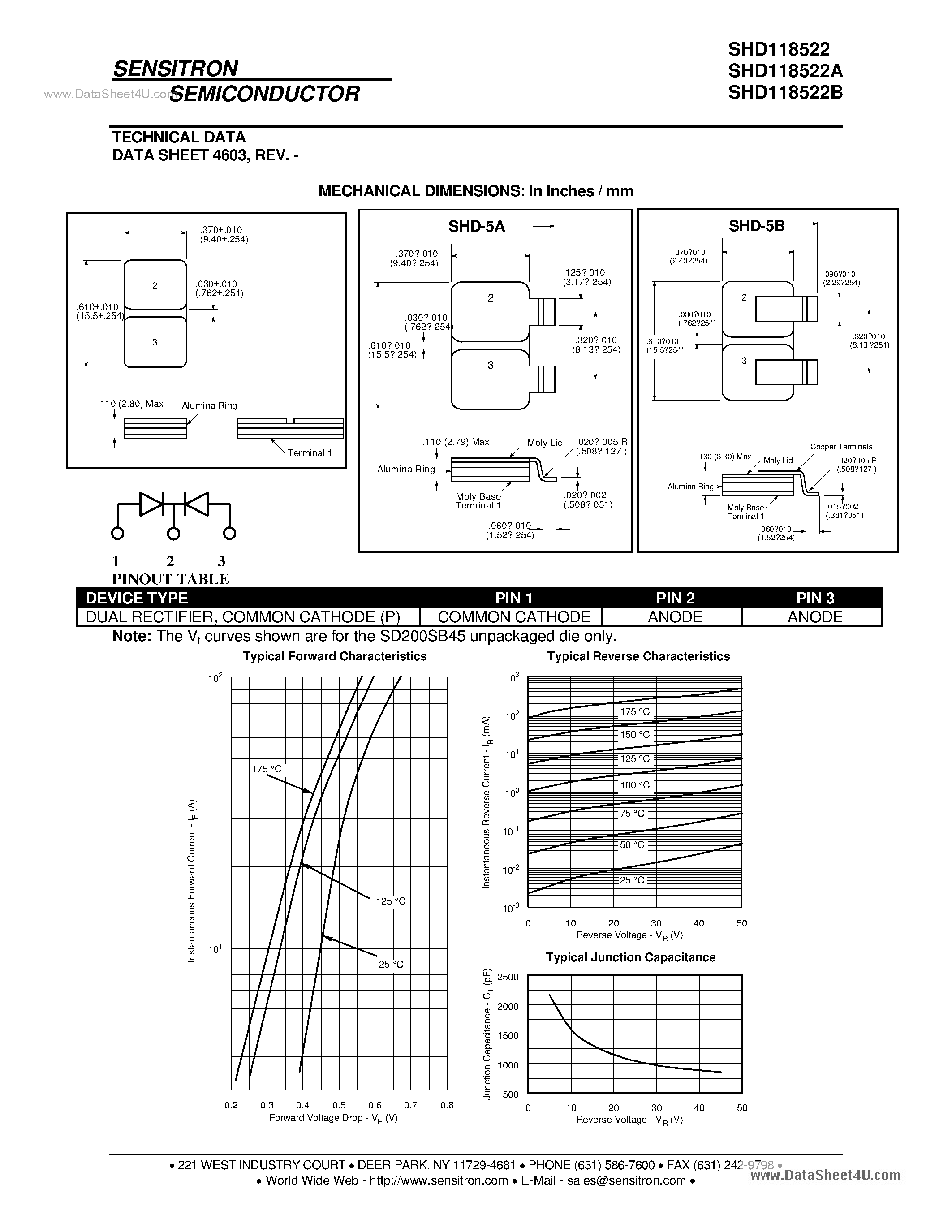 Datasheet SHD118522 - HERMETIC SCHOTTKY RECTIFIER page 2