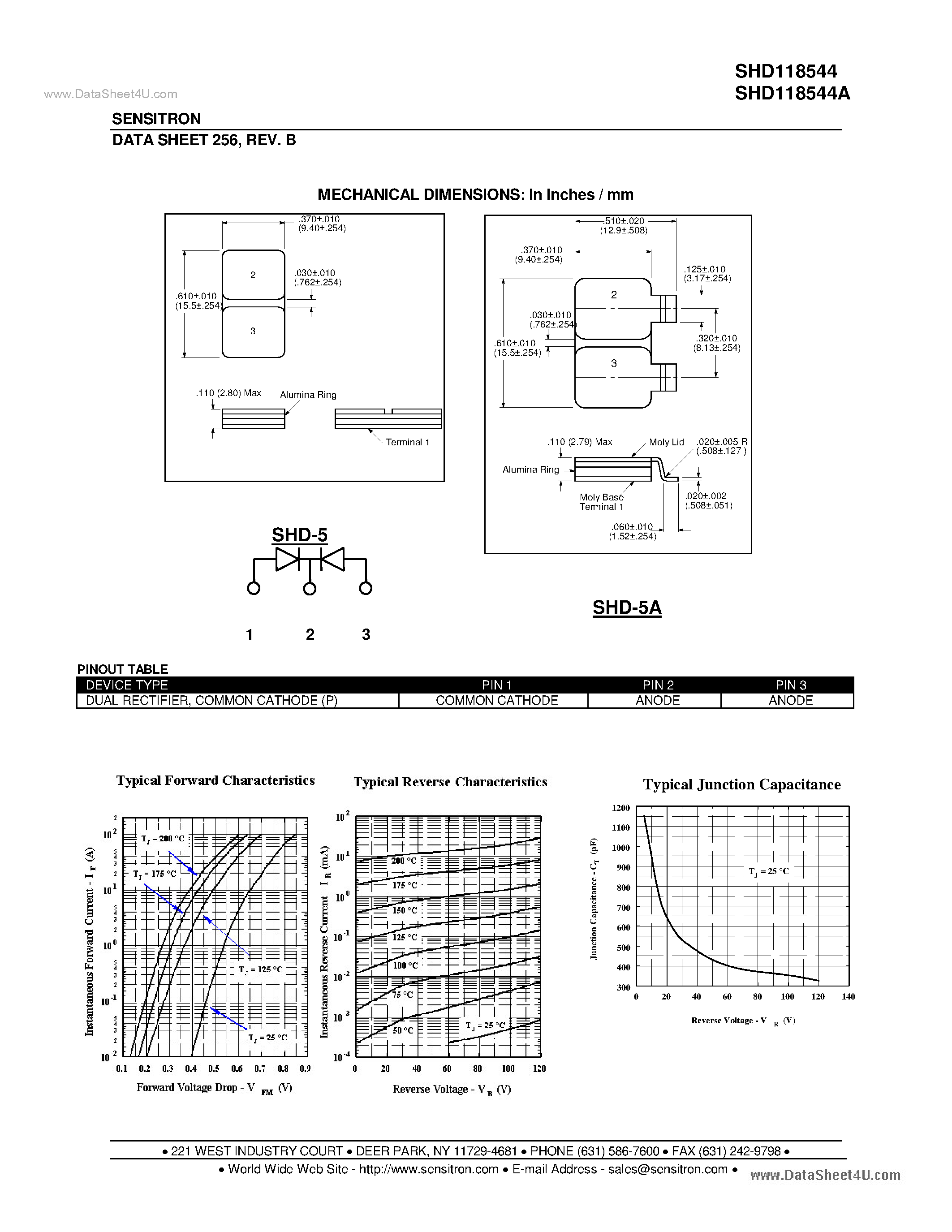 Datasheet SHD118544 page 2 Datasheet SHD118544 - HERMETIC SCHOTTKY RECTIFIER page 2