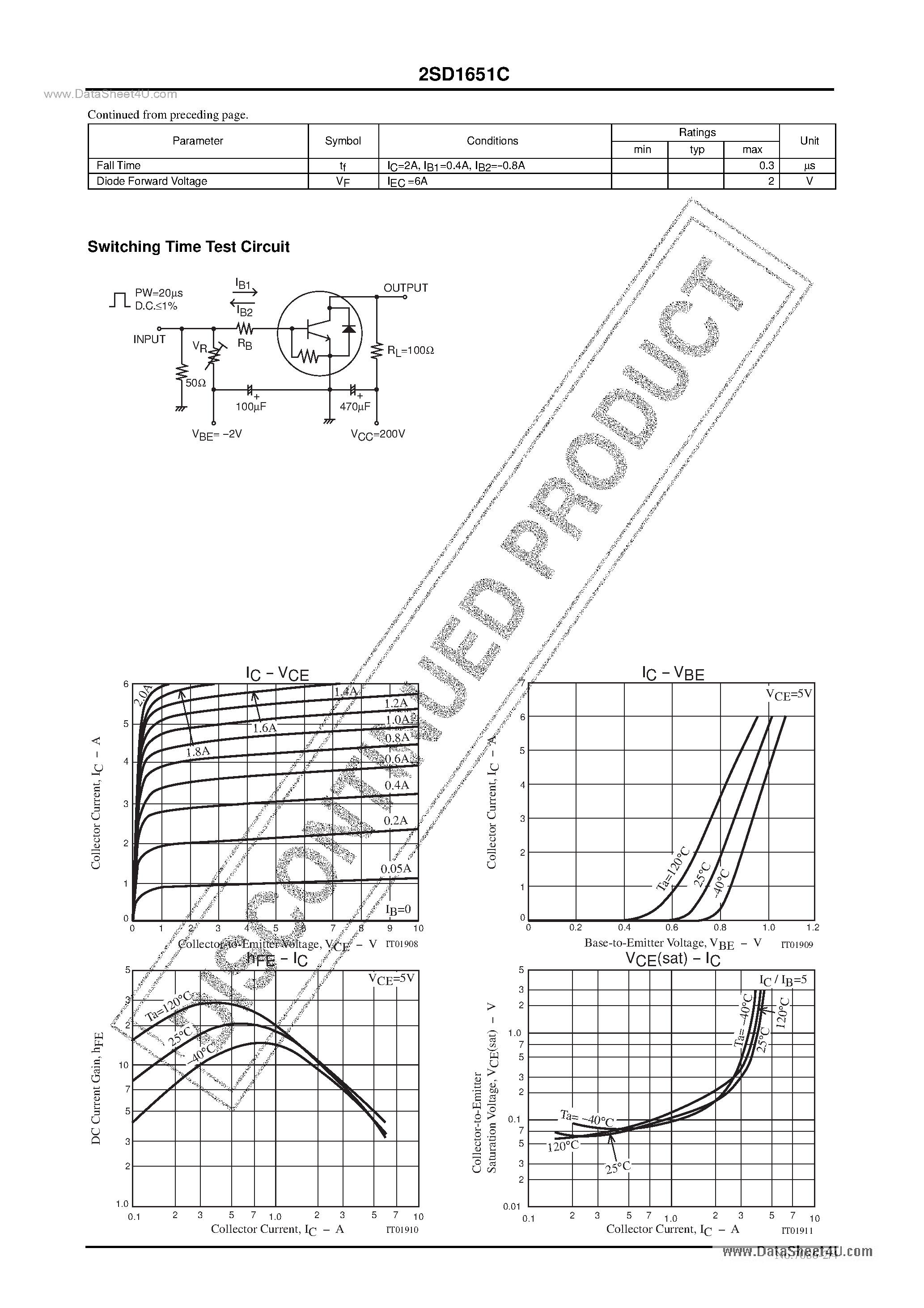 Datasheet 2SD1651C - Color TV Horizontal Deflection Output Applications page 2