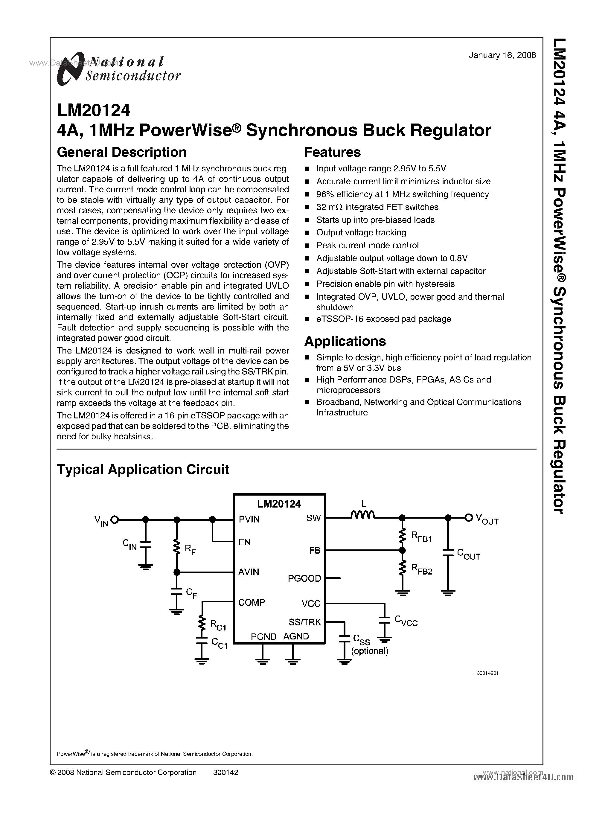 Даташит LM20124 - Synchronous Buck Regulator страница 1