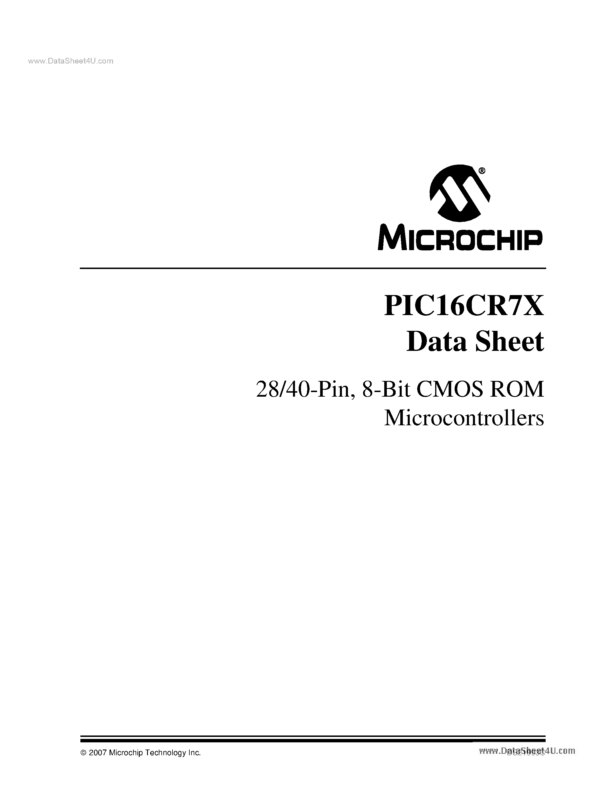 Даташит PIC16CR73 - 8-Bit CMOS ROM Microcontrollers страница 1