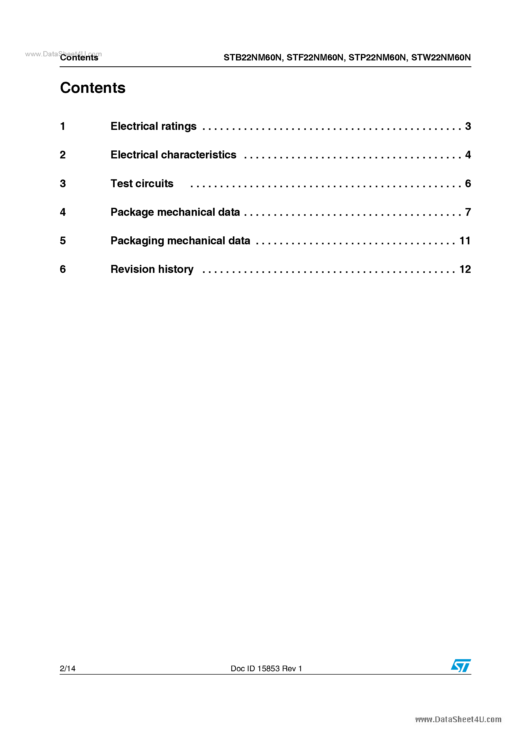Datasheet STP22NM60N - Power MOSFETs page 2