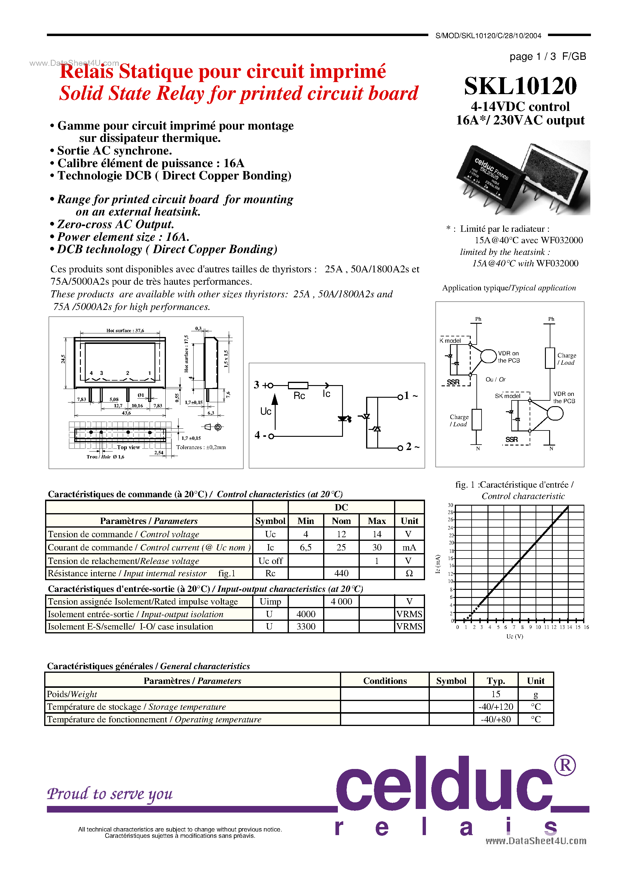 Datasheet SKL10120 - Solid State Relay page 1
