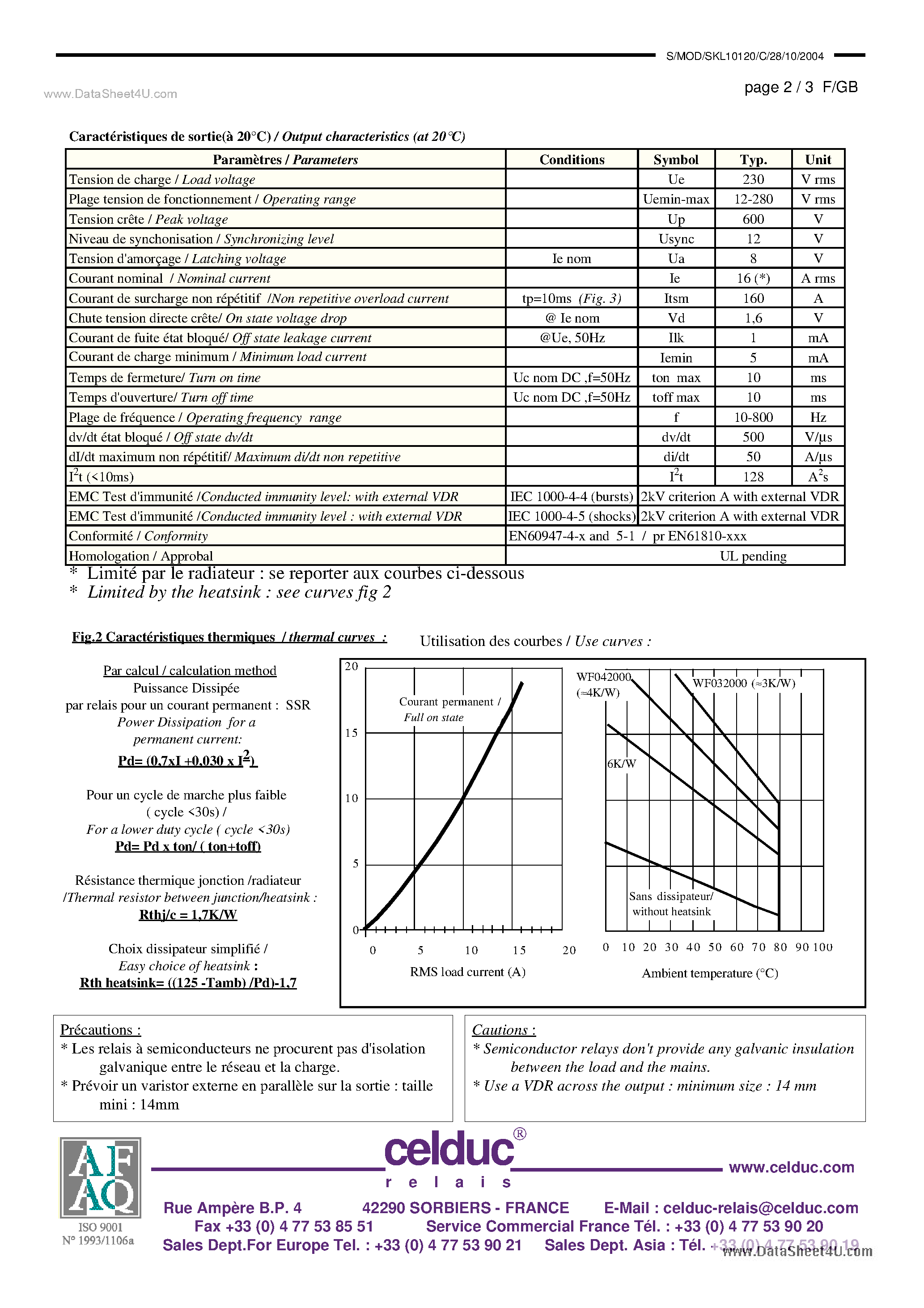 Datasheet SKL10120 - Solid State Relay page 2