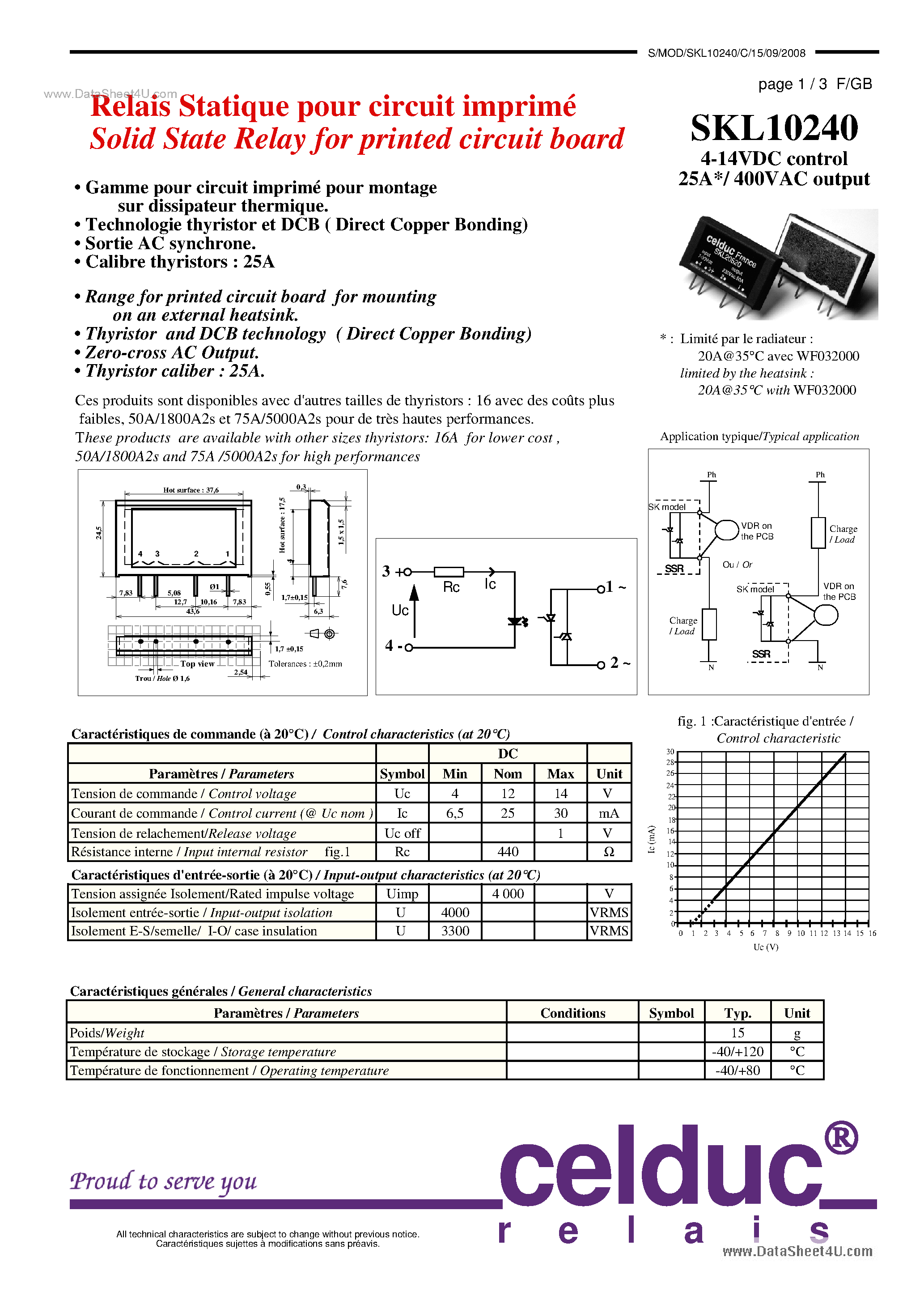 Datasheet SKL10240 - Solid State Relay page 1