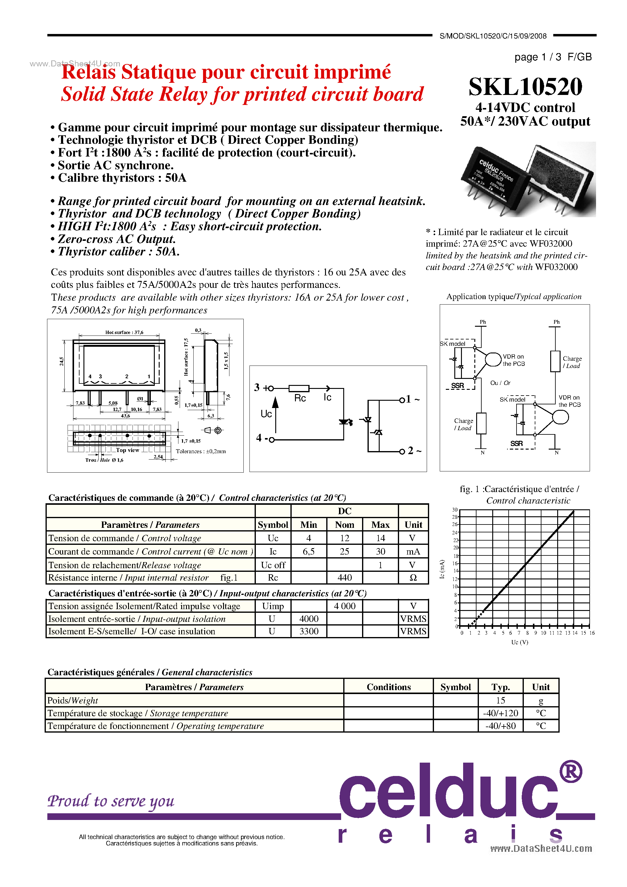 Datasheet SKL10520 - Solid State Relay page 1