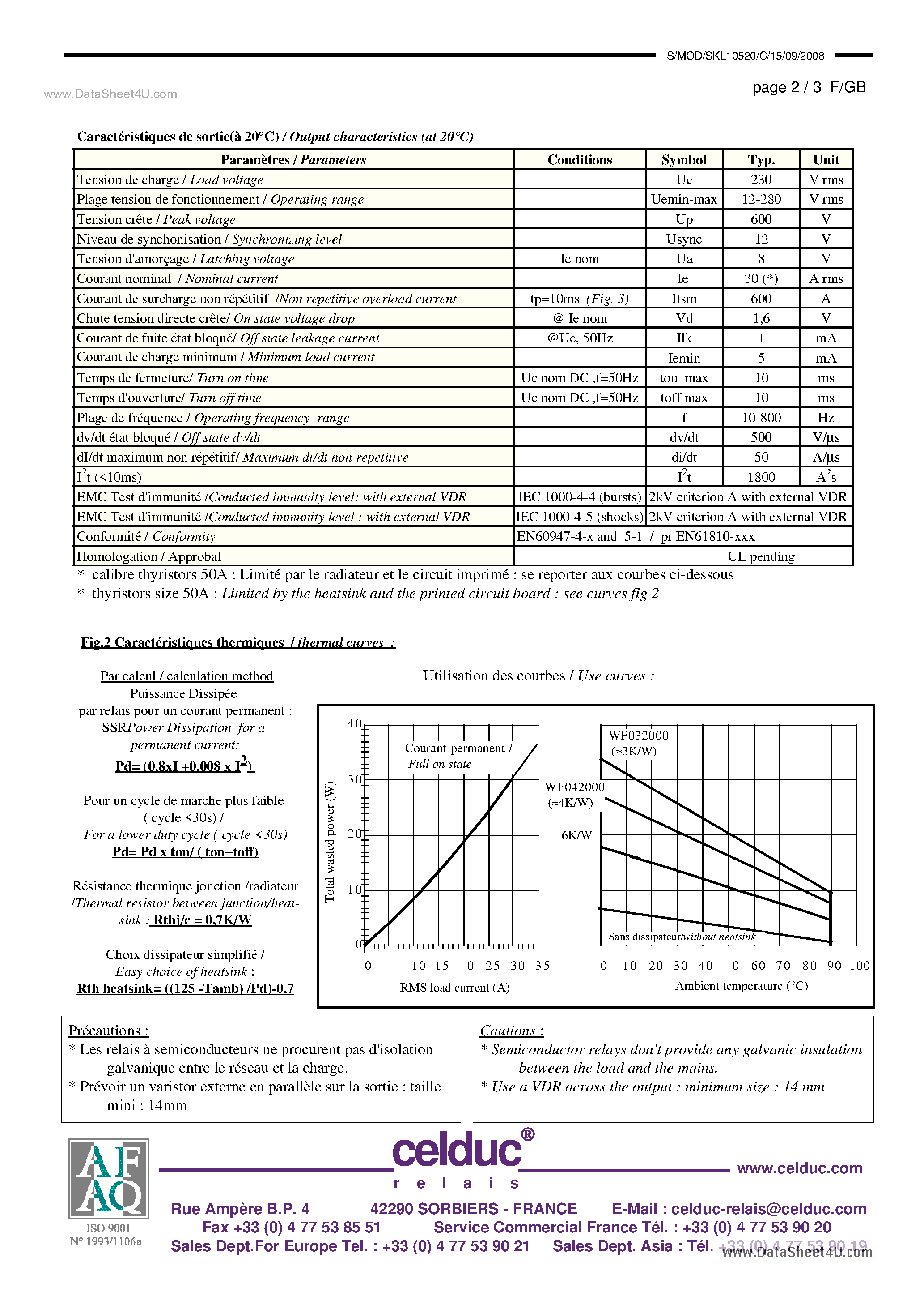 Datasheet SKL10520 - Solid State Relay page 2