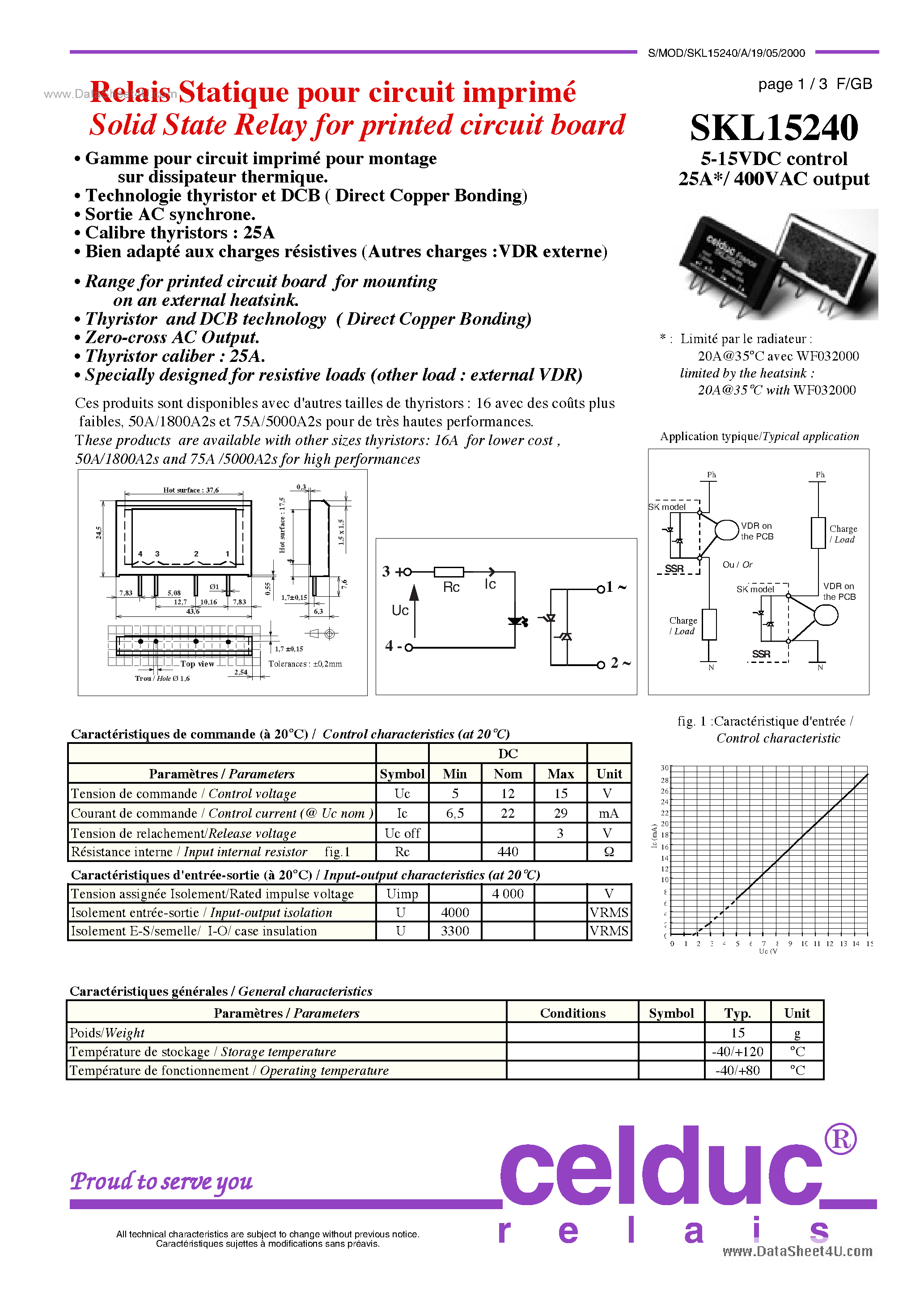 Datasheet SKL15240 - Solid State Relay page 1