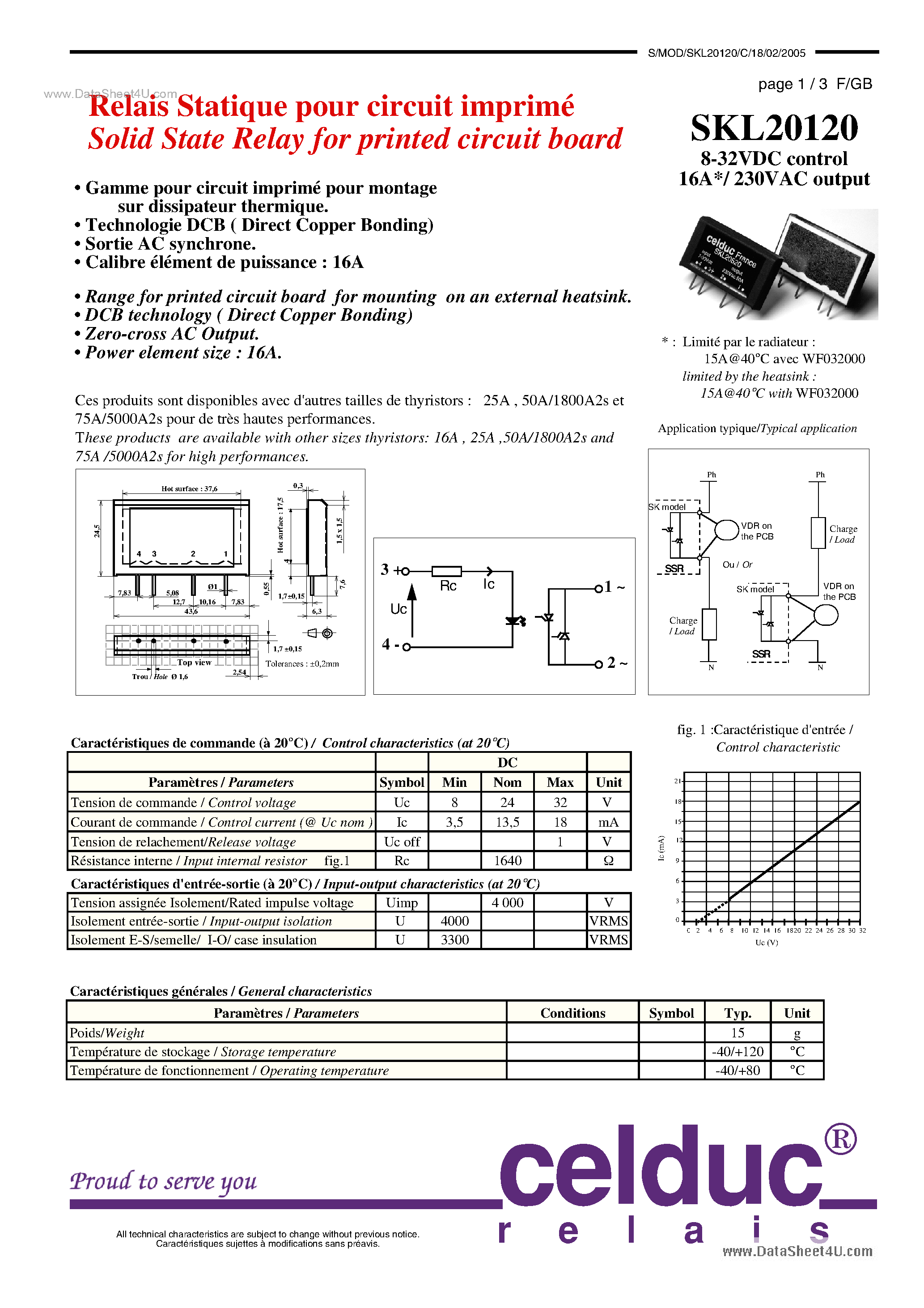 Datasheet SKL20120 - Solid State Relay page 1