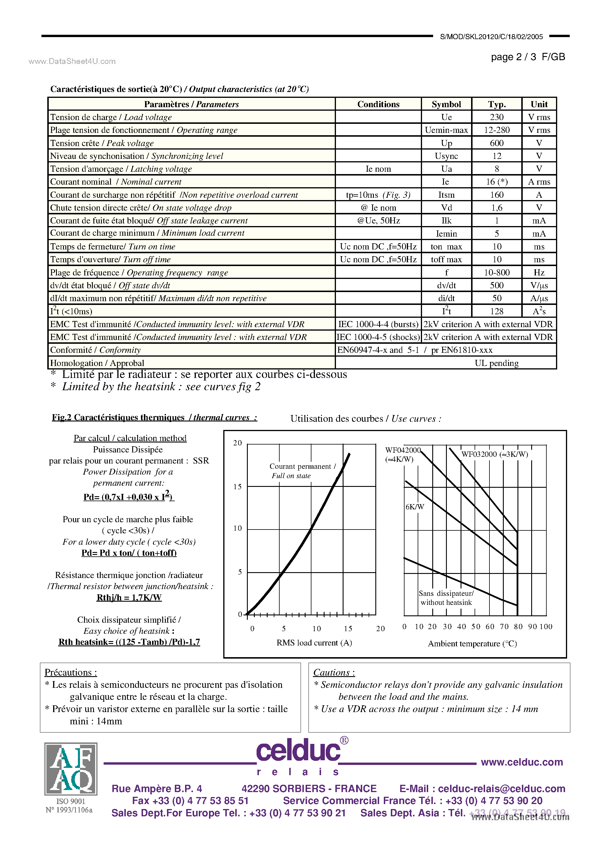 Datasheet SKL20120 - Solid State Relay page 2