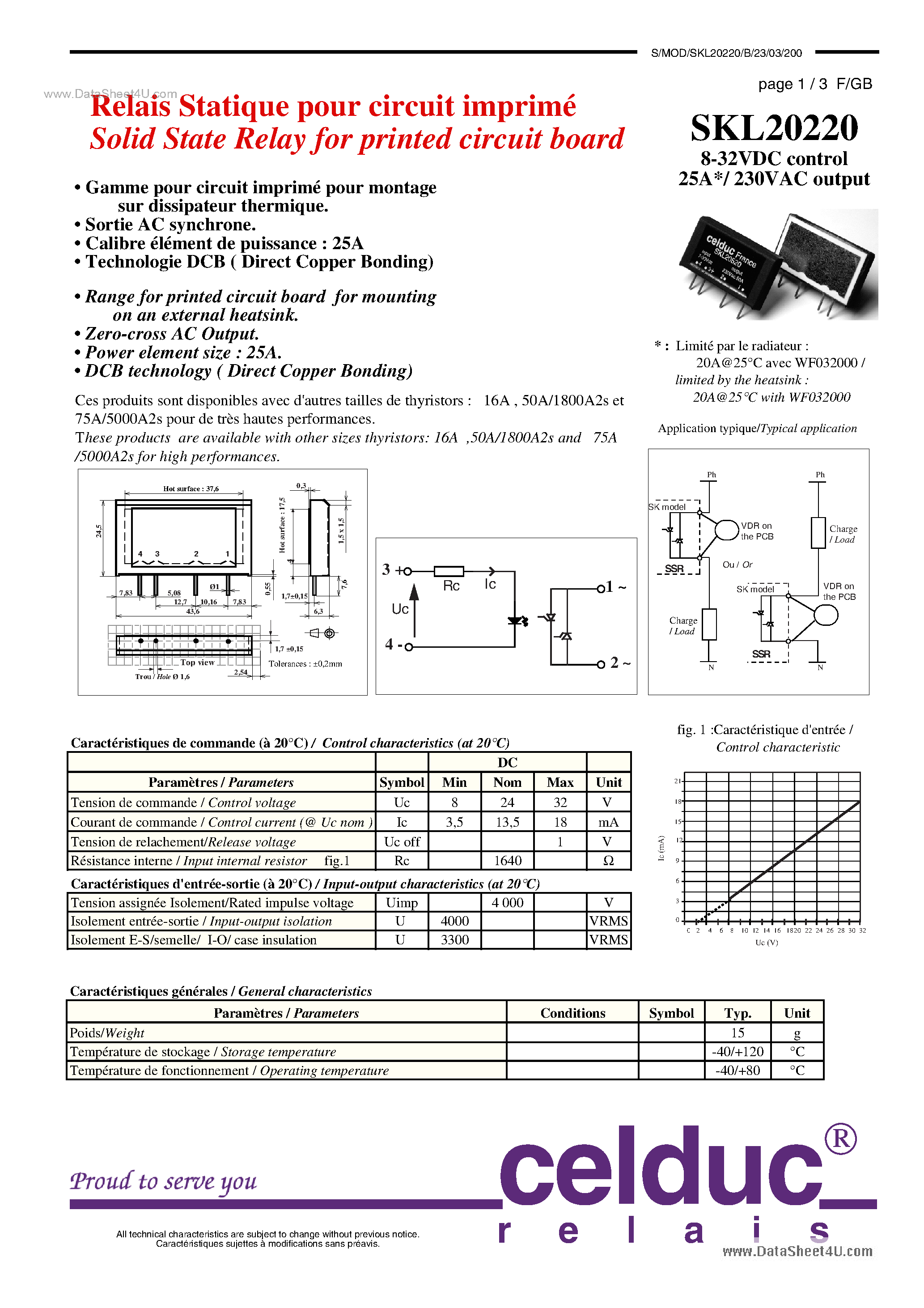 Datasheet SKL20220 - Solid State Relay page 1