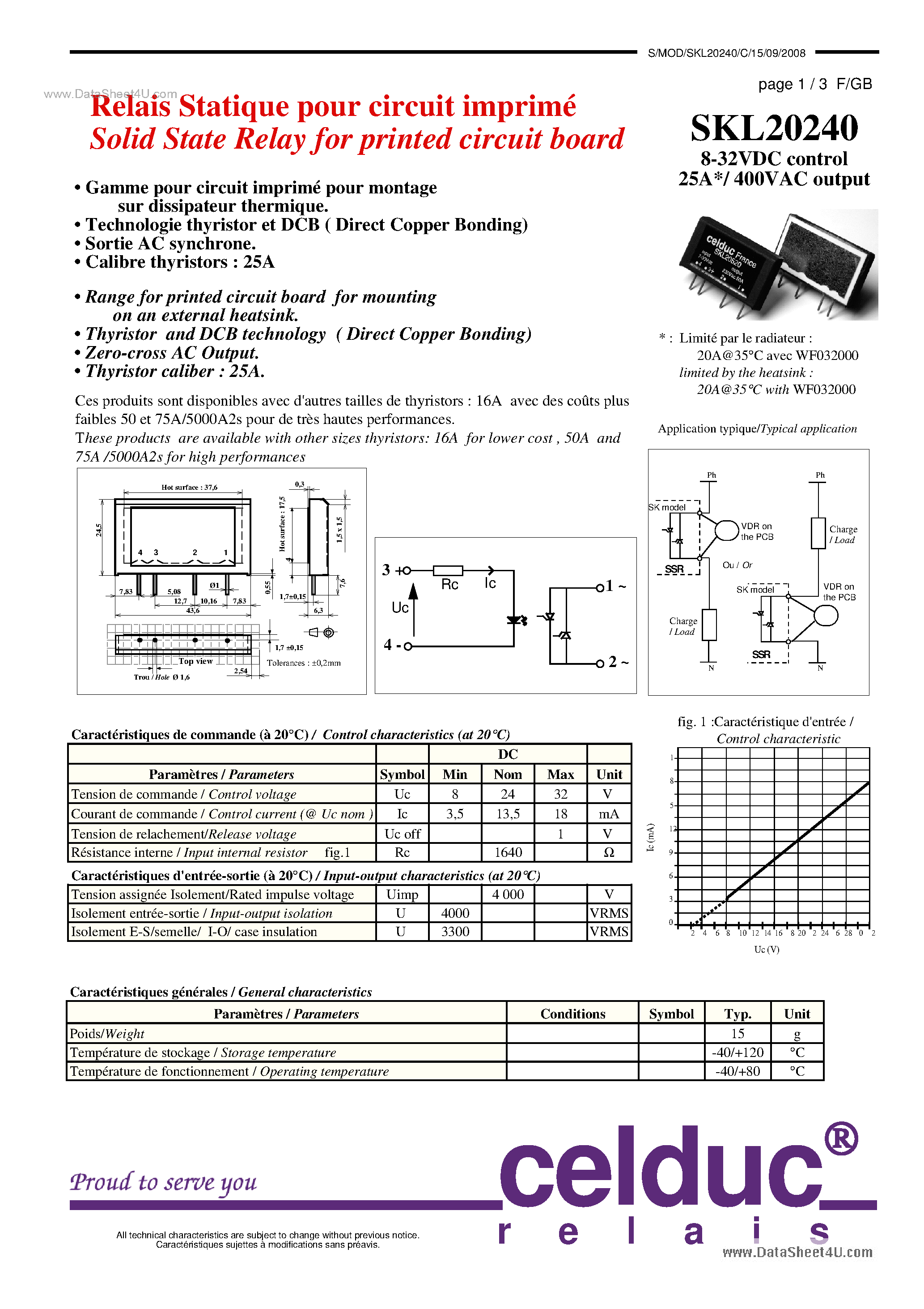 Datasheet SKL20240 - Solid State Relay page 1