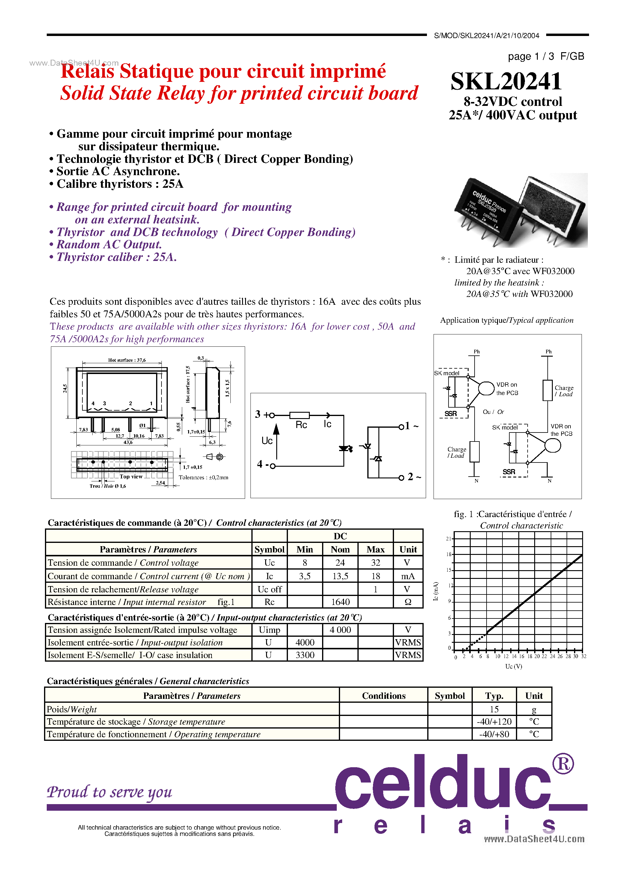 Datasheet SKL20241 - Solid State Relay page 1