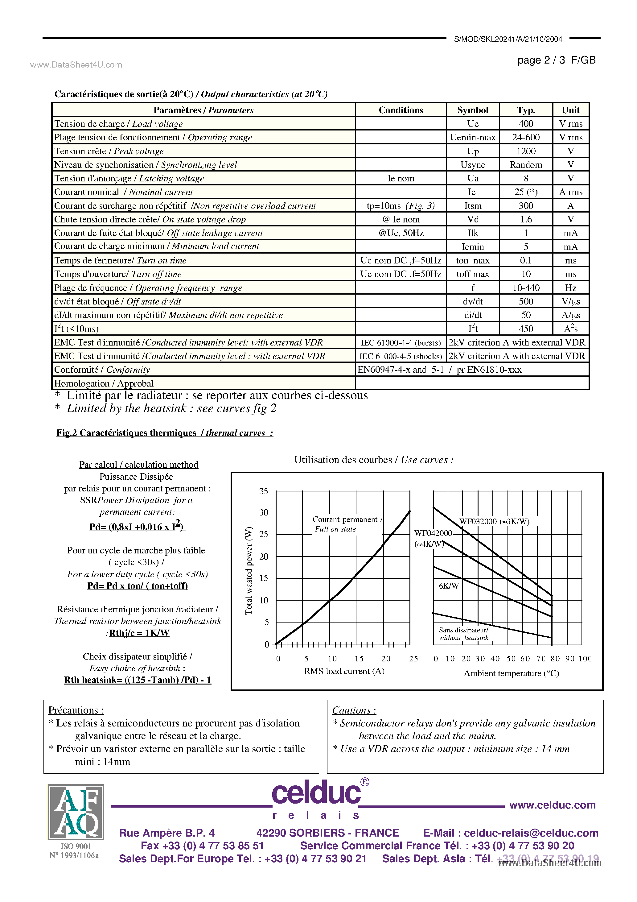 Datasheet SKL20241 - Solid State Relay page 2