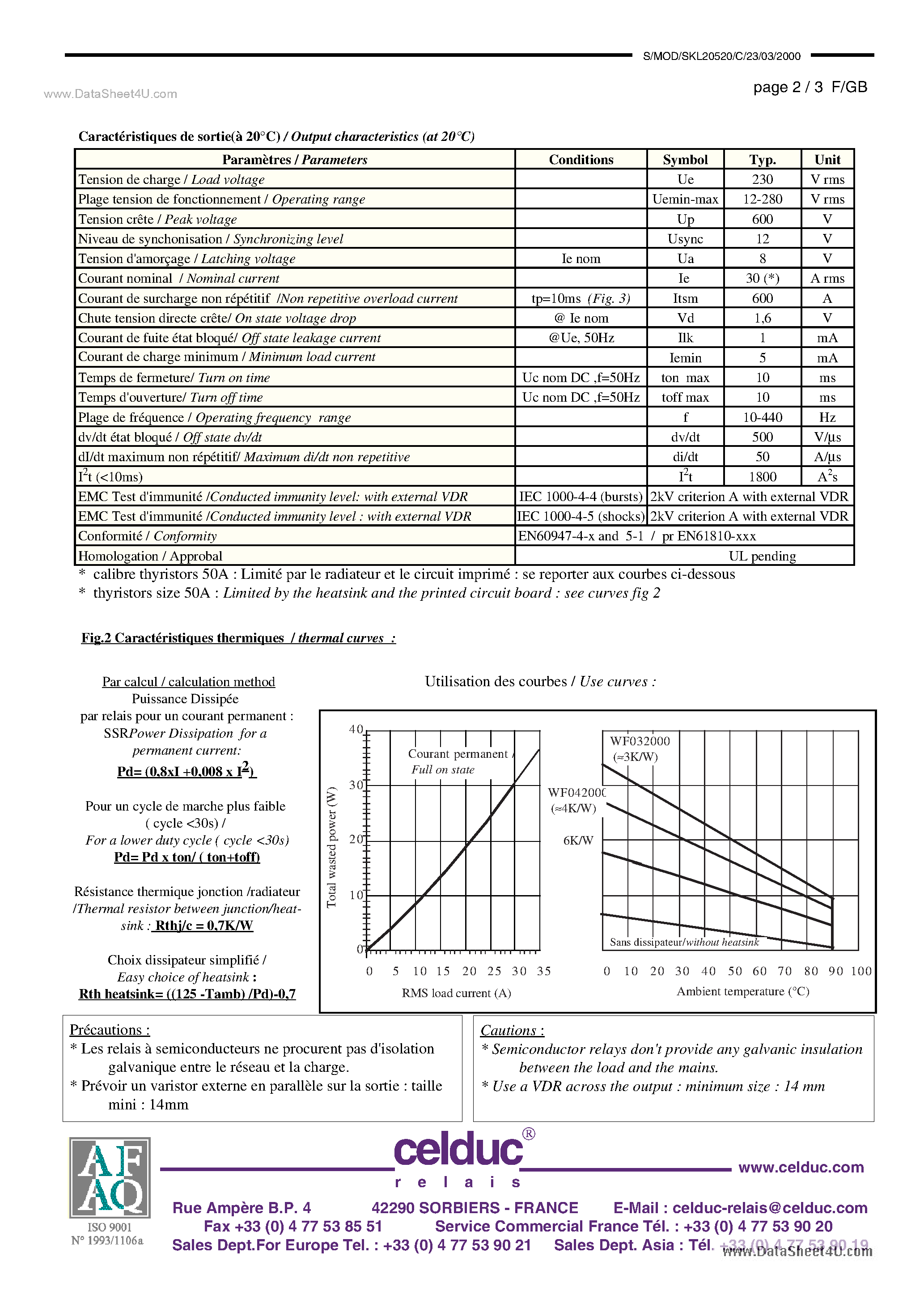 Datasheet SKL20520 - Solid State Relay page 2