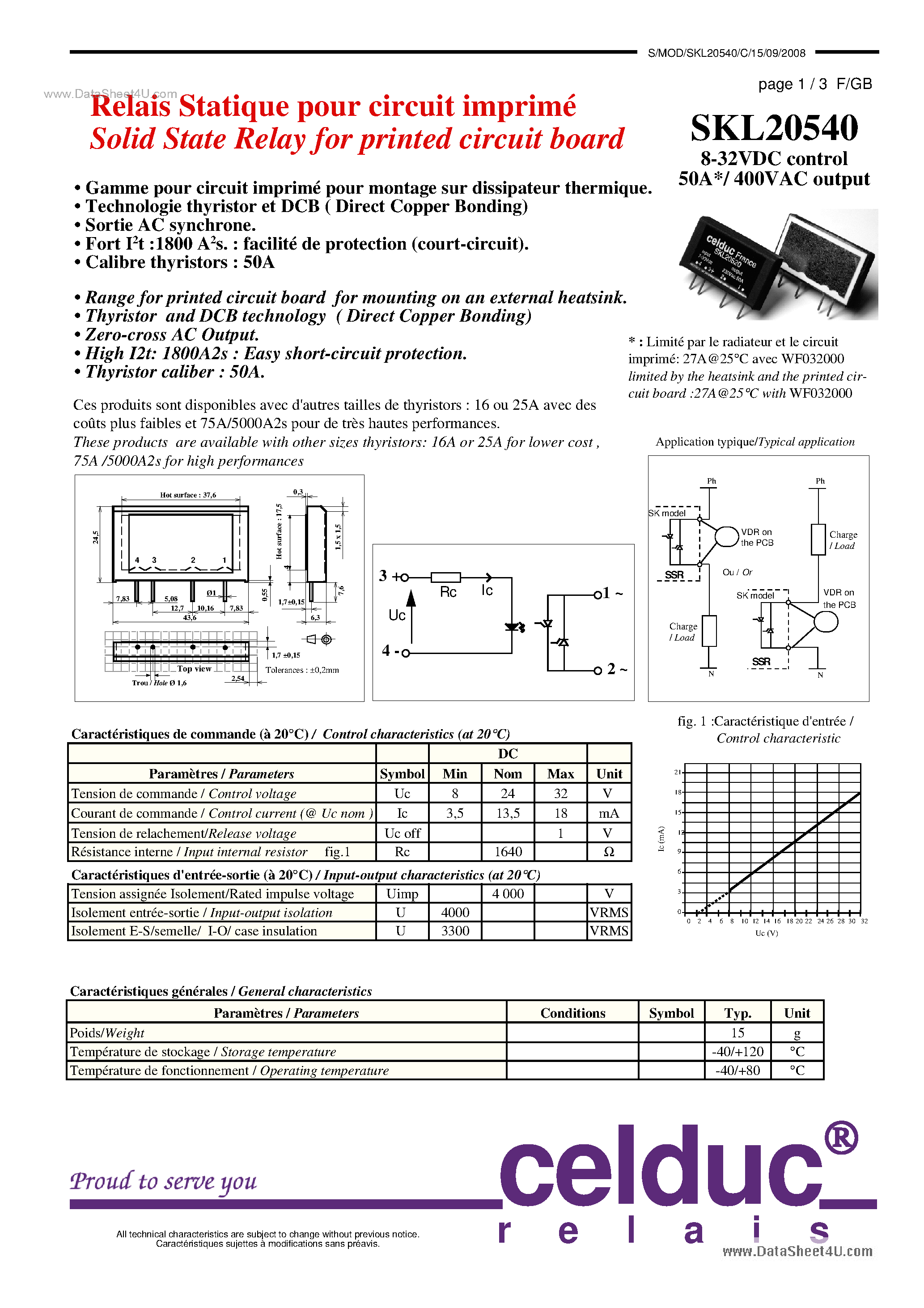 Datasheet SKL20540 - Solid State Relay page 1