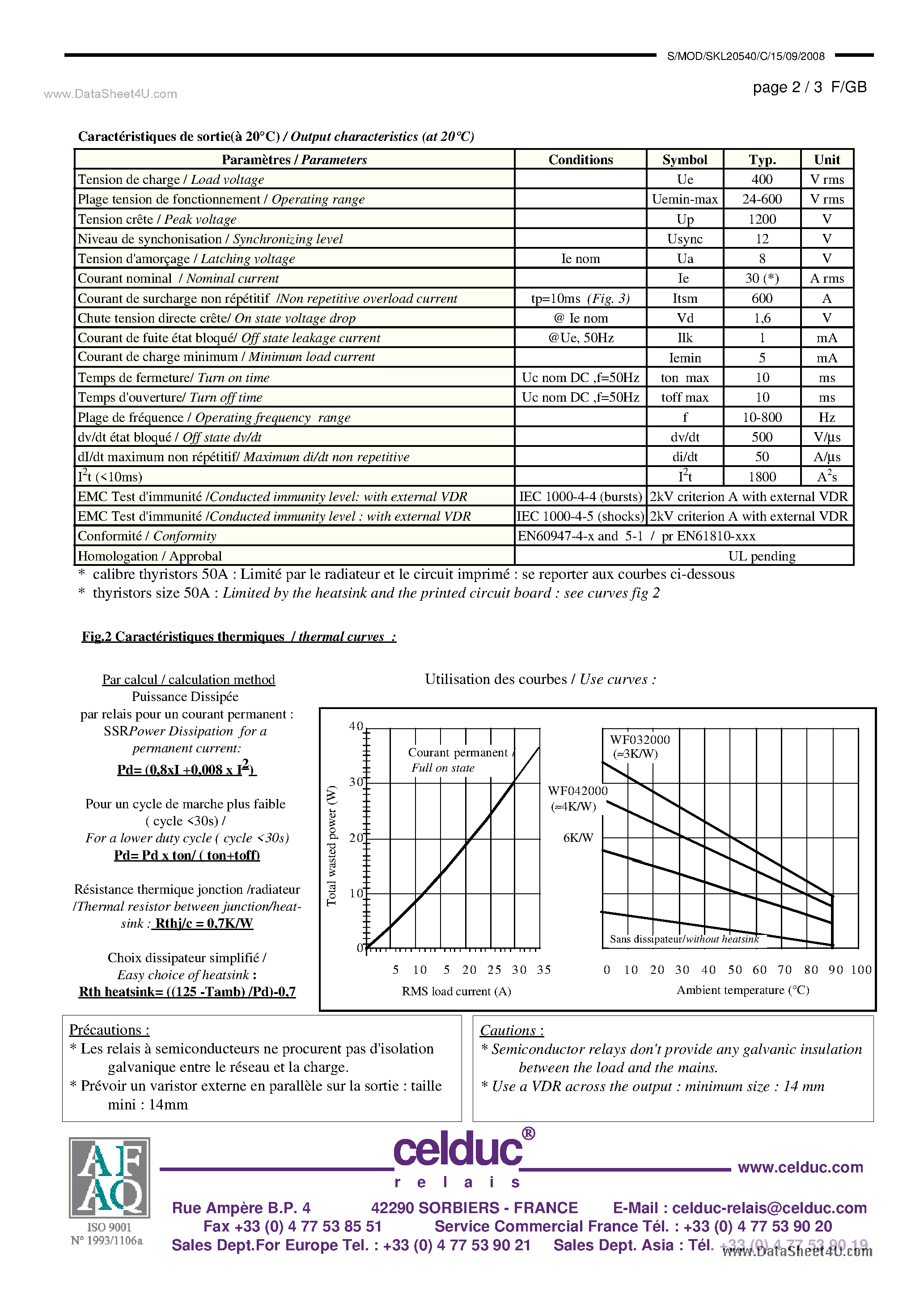 Datasheet SKL20540 - Solid State Relay page 2
