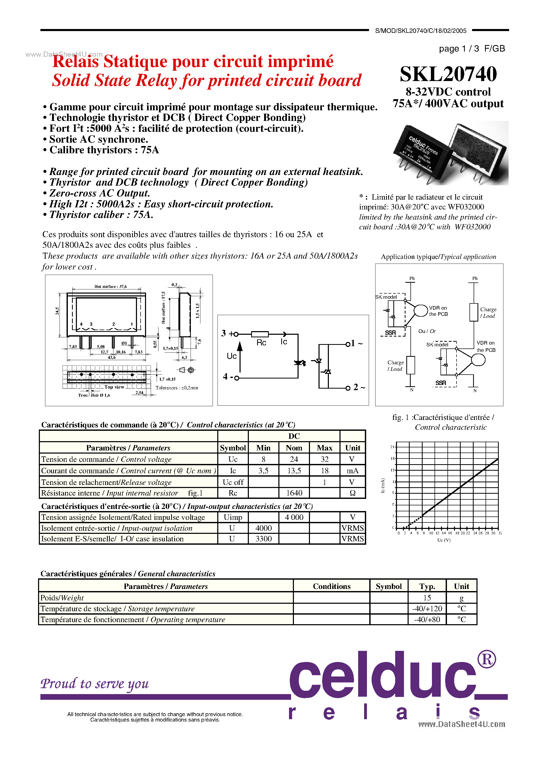 Datasheet SKL20740 - Solid State Relay page 1