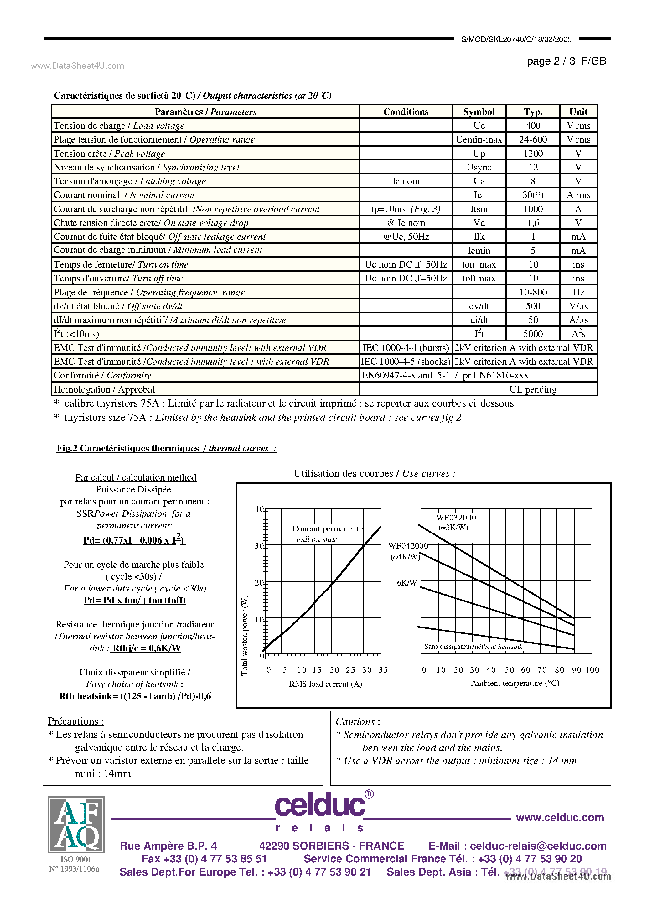 Datasheet SKL20740 - Solid State Relay page 2