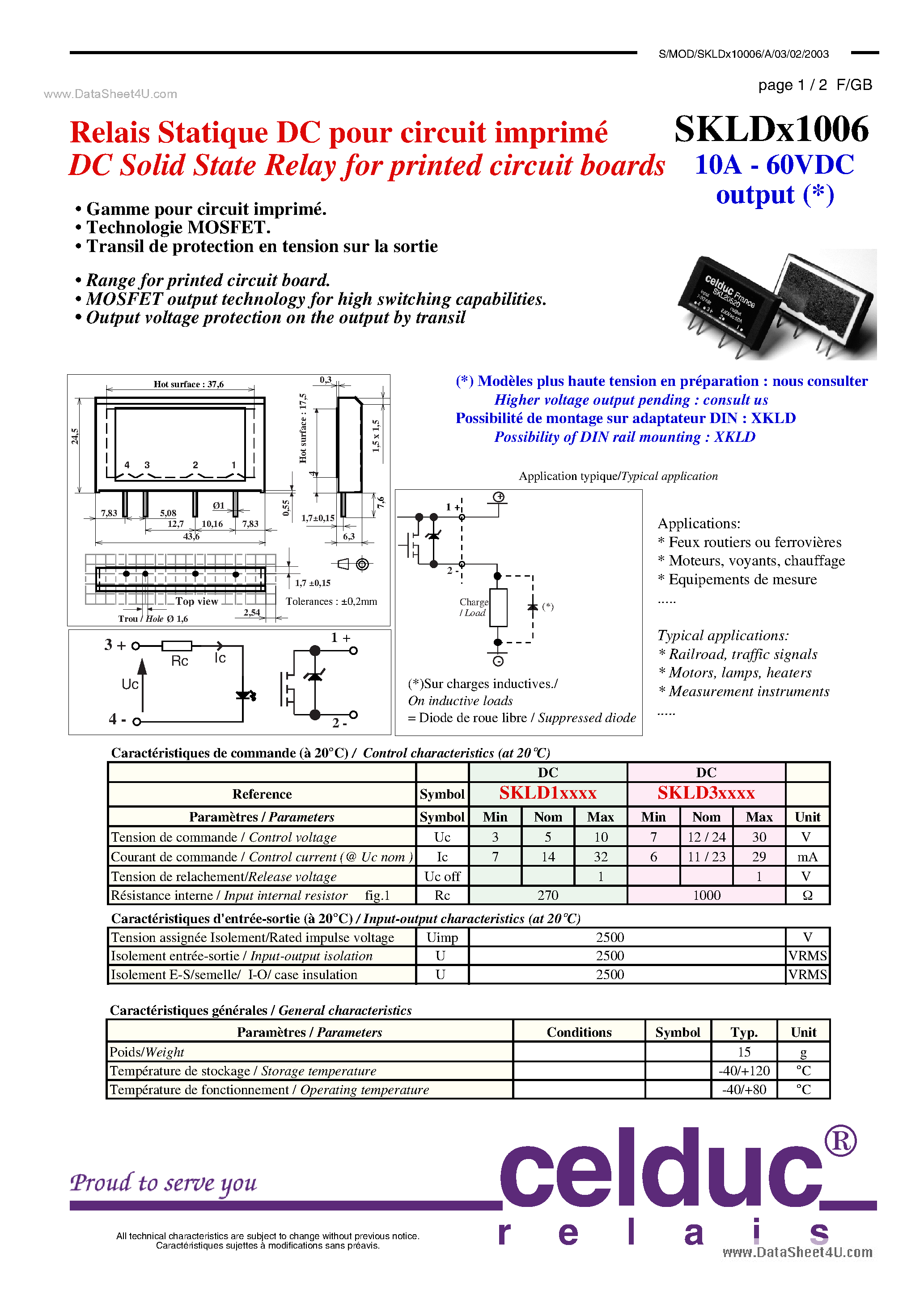 Datasheet SKLD11006 - DC Solid State Relay page 1