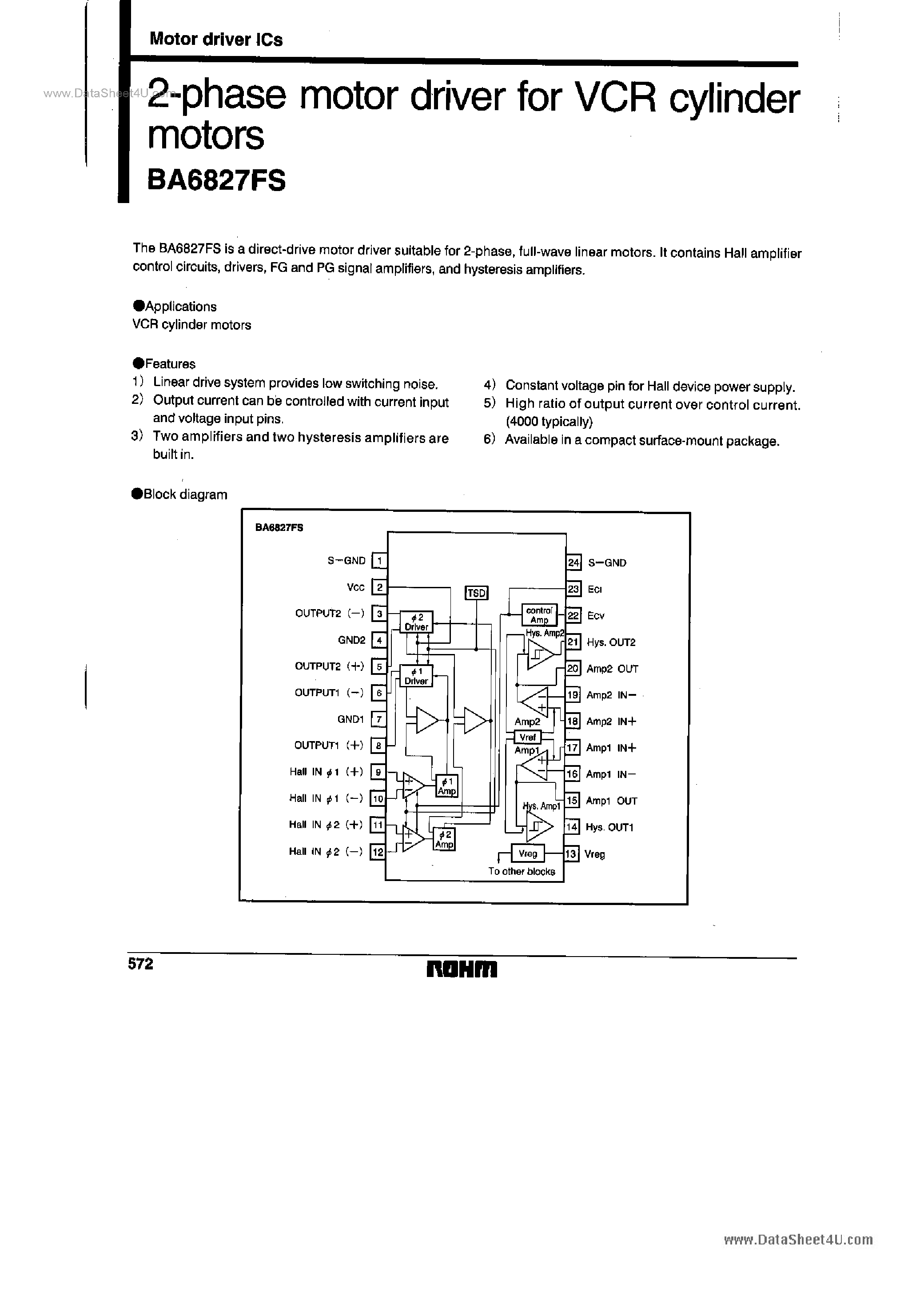 Даташит BA6827FS - 2-phase motor driver страница 1