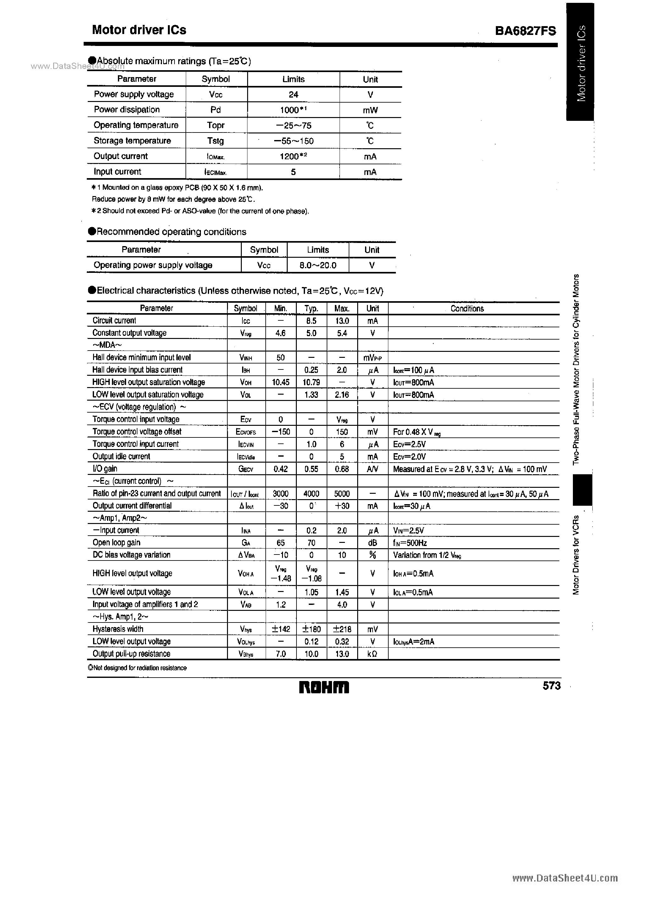Даташит BA6827FS - 2-phase motor driver страница 2